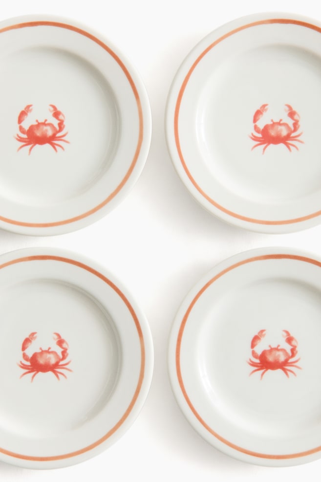 Pack de 4 pratos pequenos em porcelana - Laranja/Caranguejo/Azul/Peixe/Verde/Azeitonas/Amarelo/Limão - 2