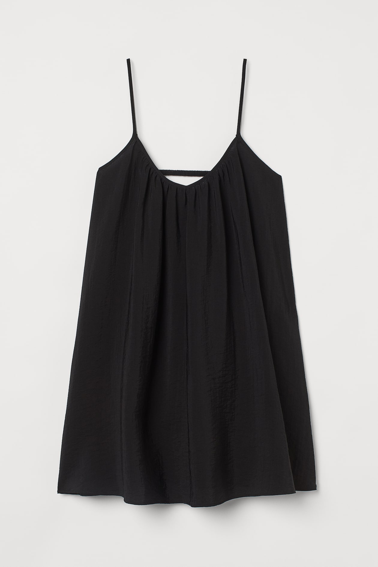 Airy Lyocell-blend Dress - Low-cut Neckline - Sleeveless - Black ...