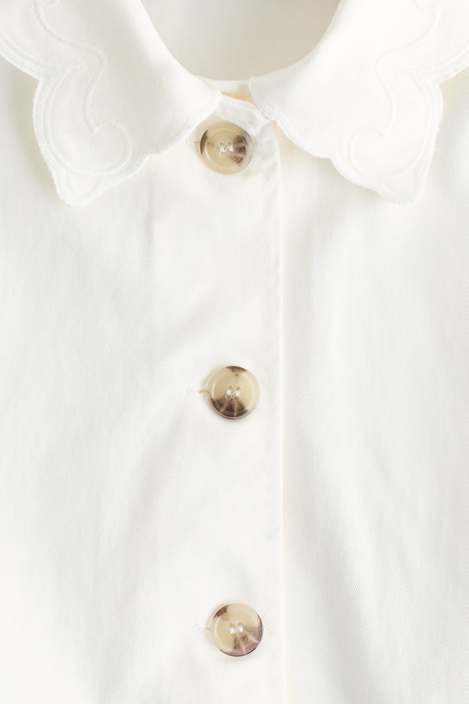 Женская куртка H&M Twill with Eyelet Embroidery, цвет: Кремовый — фото 7