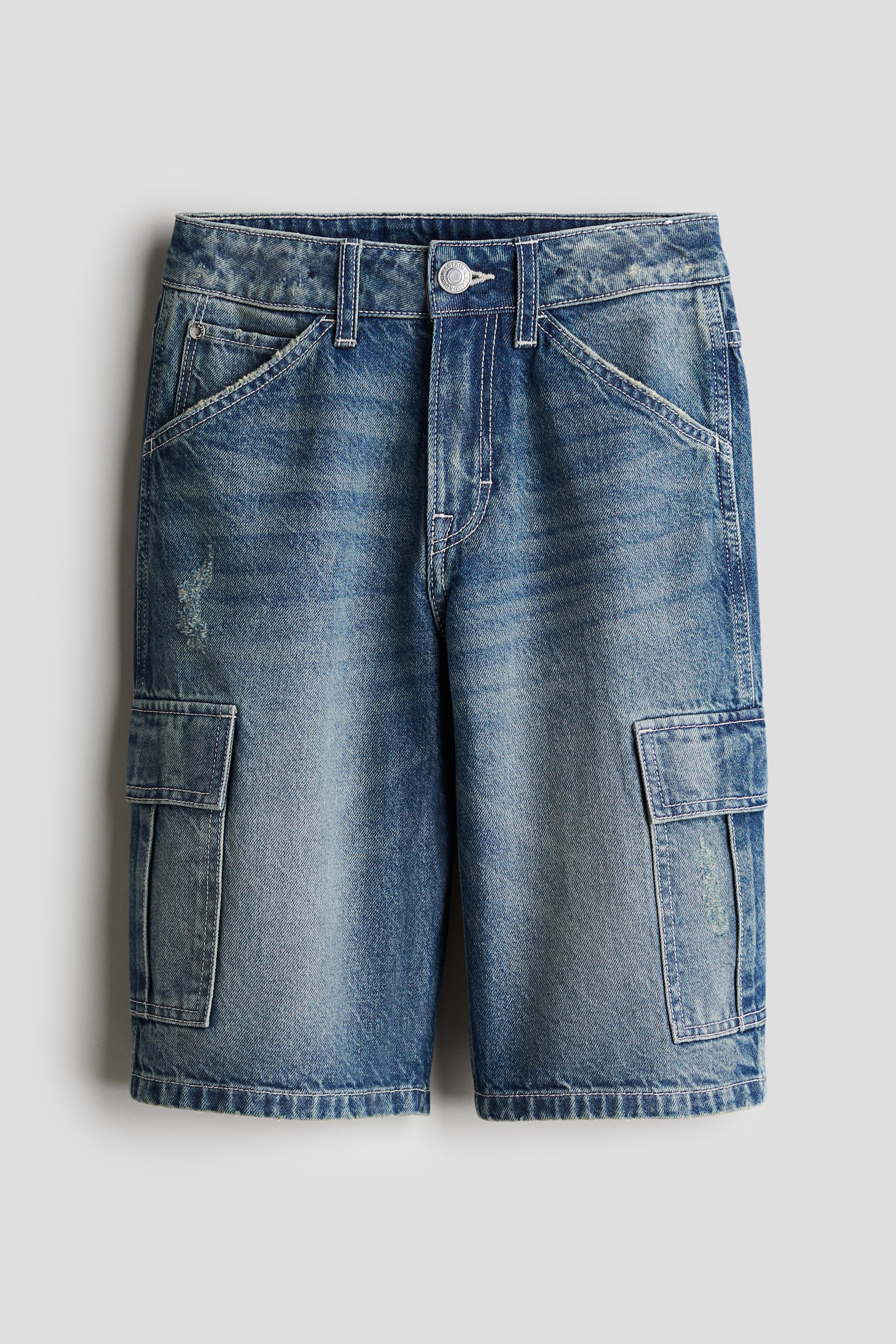 Denim cargo shorts - Light denim blue/Dark grey/Light grey - 1