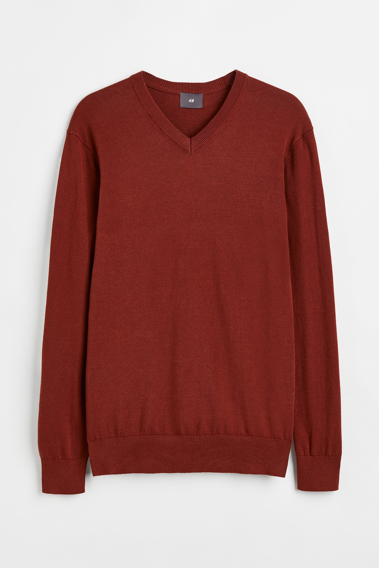 V-neck cotton jumper - Brown