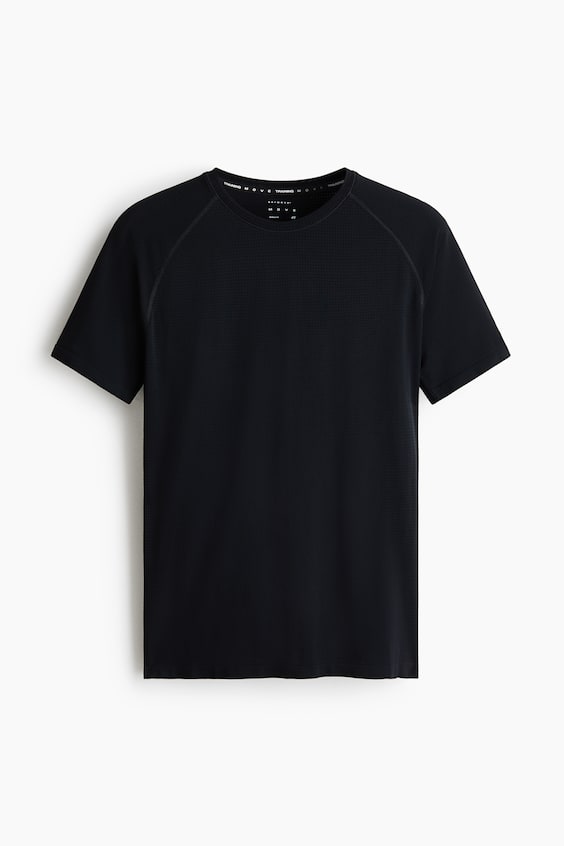 Мужская футболка H&M Move Muscle Fit Sports with DryMove™, цвет: Чёрный
