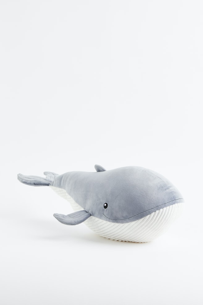 Velour soft toy - Light blue-grey/Whale - 1