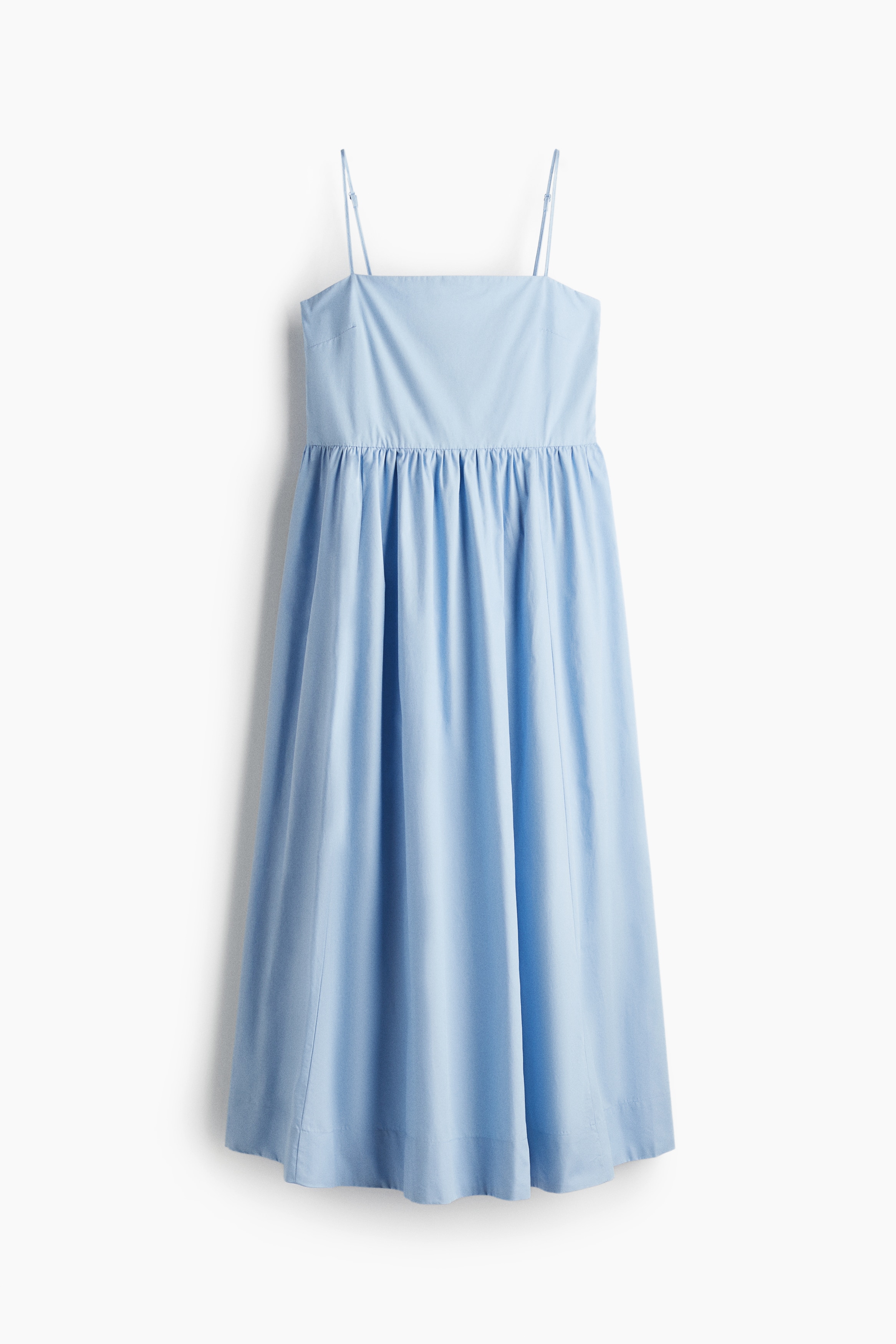 Cotton Strappy Dress - Light blue/Dark brown/Cream/Stripe