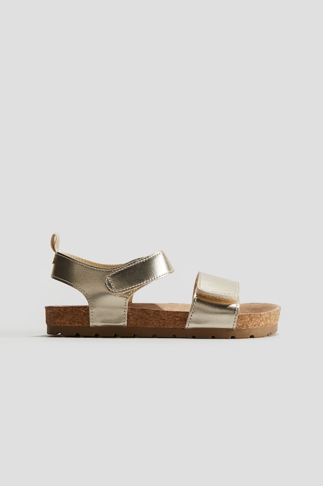 Sandalen mit Knöchelriemen - Goldfarben/Cremefarben/Geblümt/Hellrosa/Goldfarben/Schmetterlinge - 1