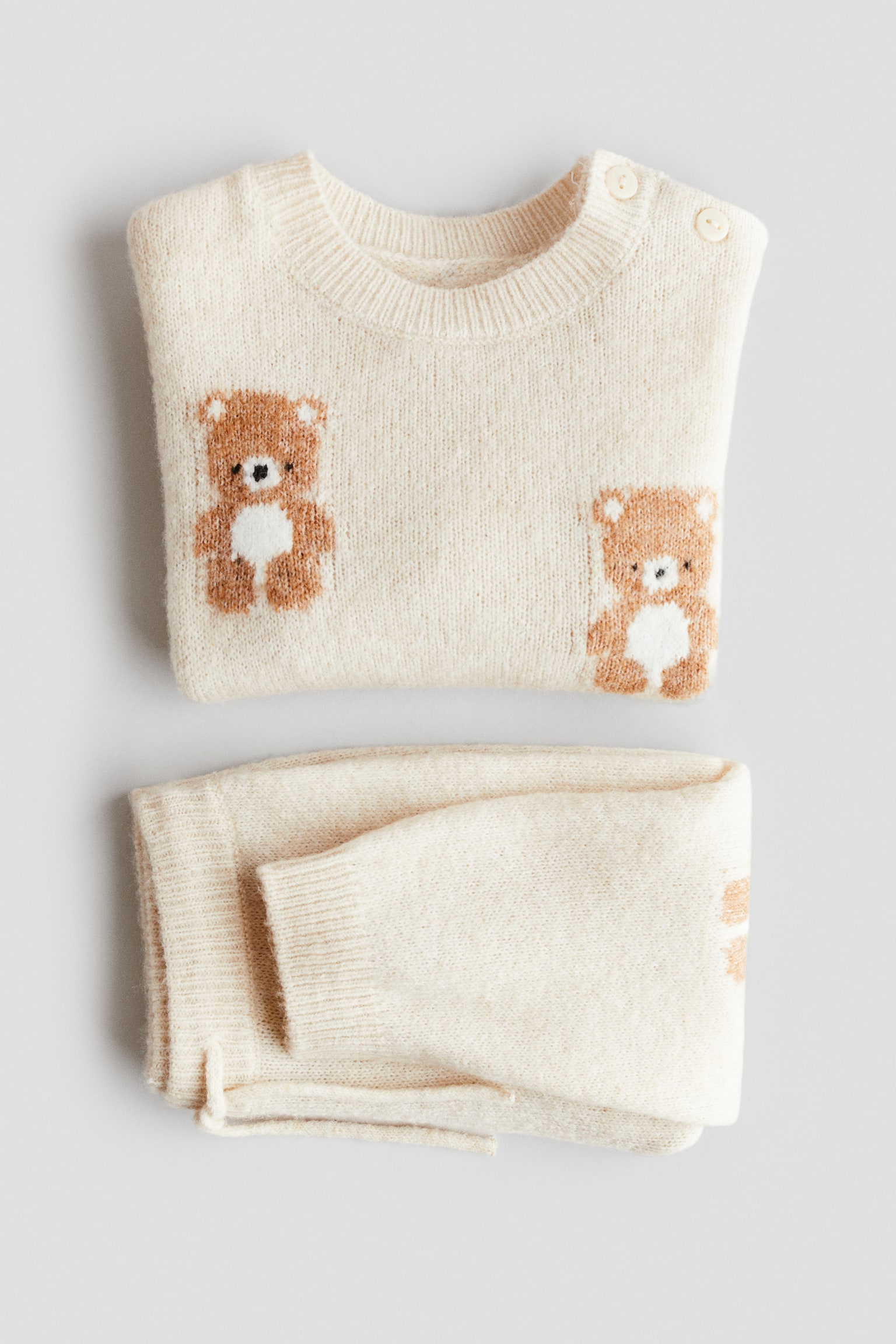 2-piece jacquard-knit set - Light beige/Teddy bears - 4