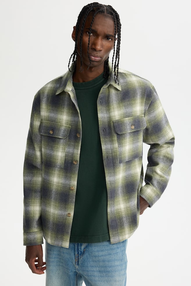 Regular-Fit Flannel Overshirt - Dark khaki green/plaid/Brown/plaid/Dark blue/plaid - 2