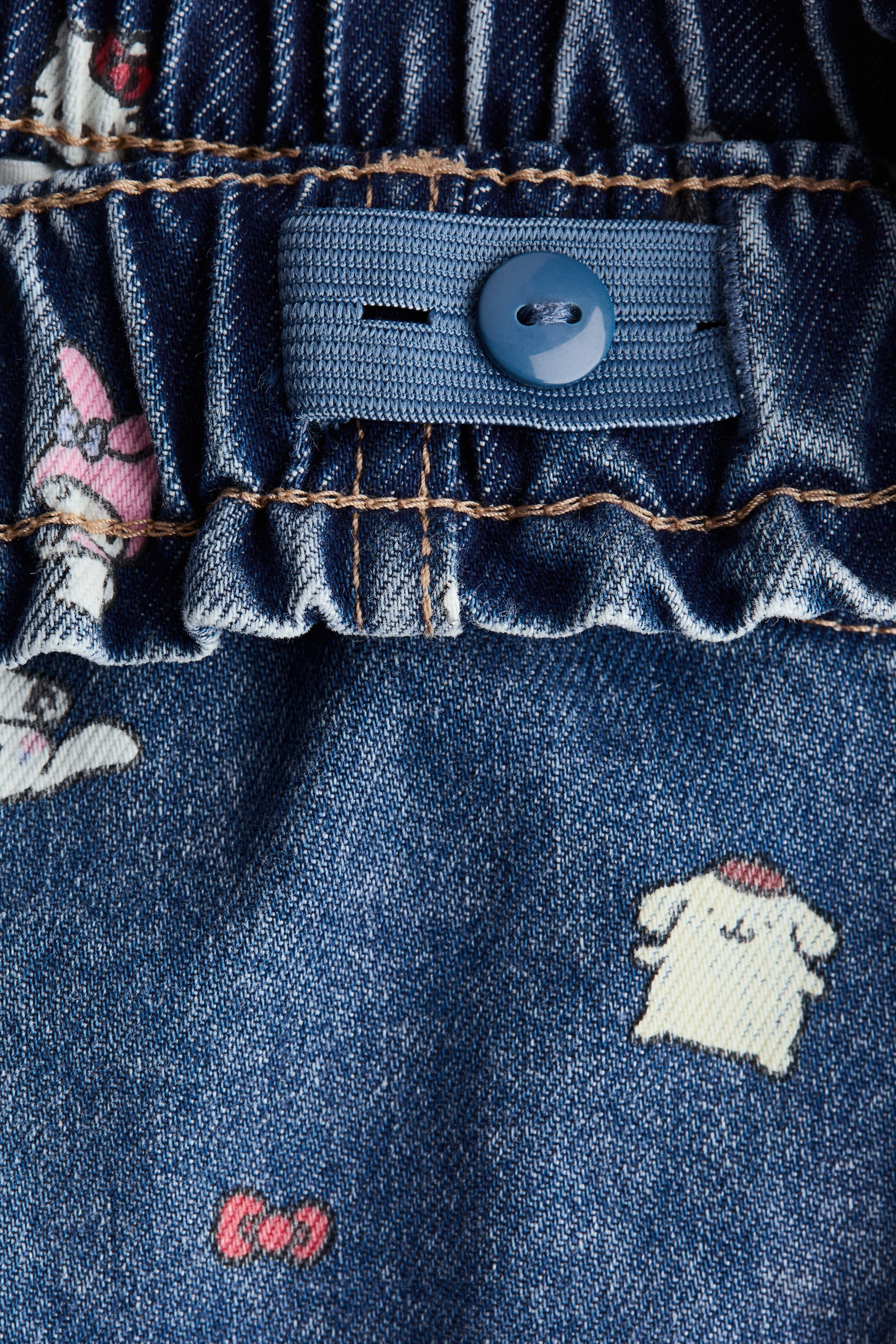 Printed Denim Shorts