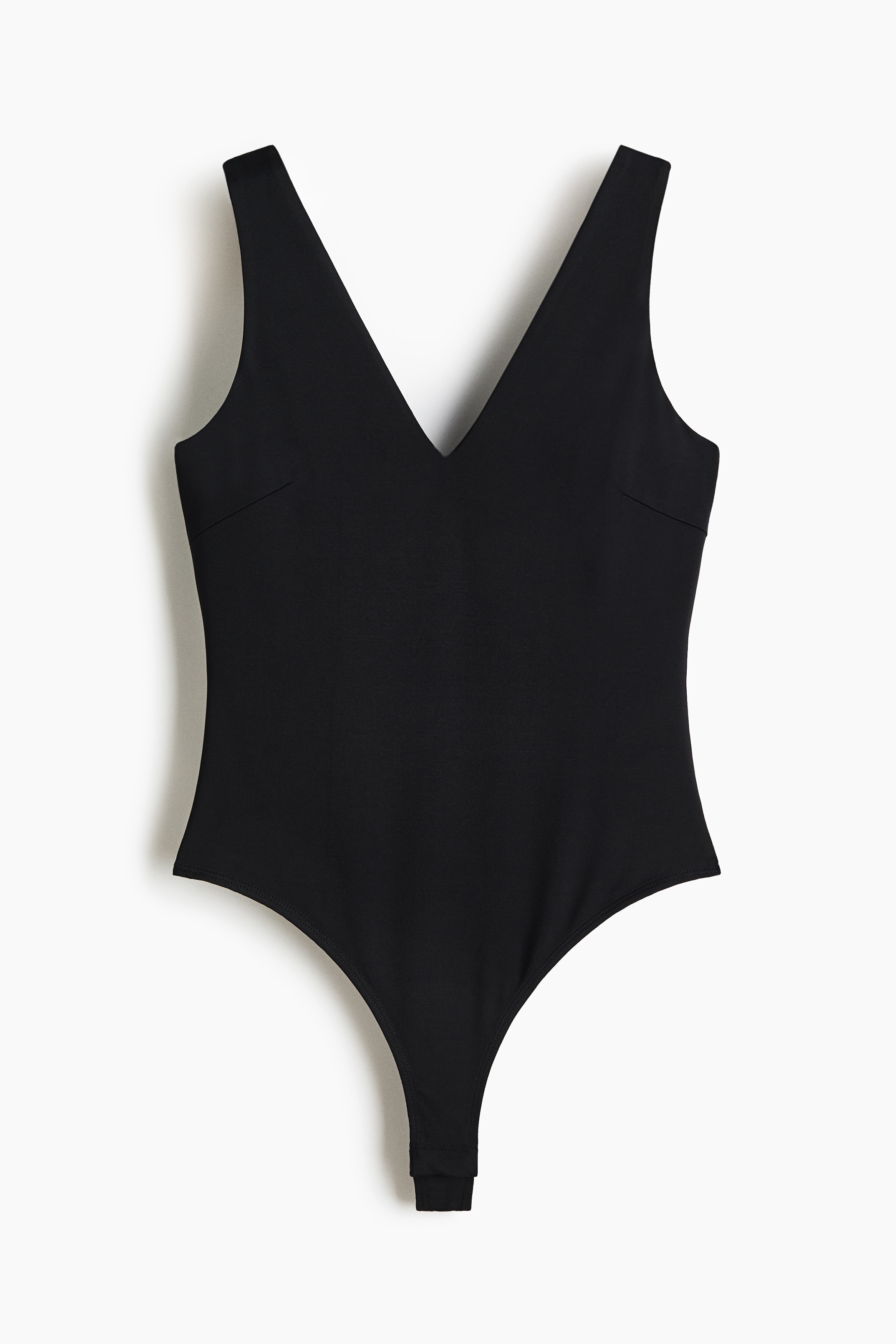 V-neck jersey body - Black/Dark mole/White