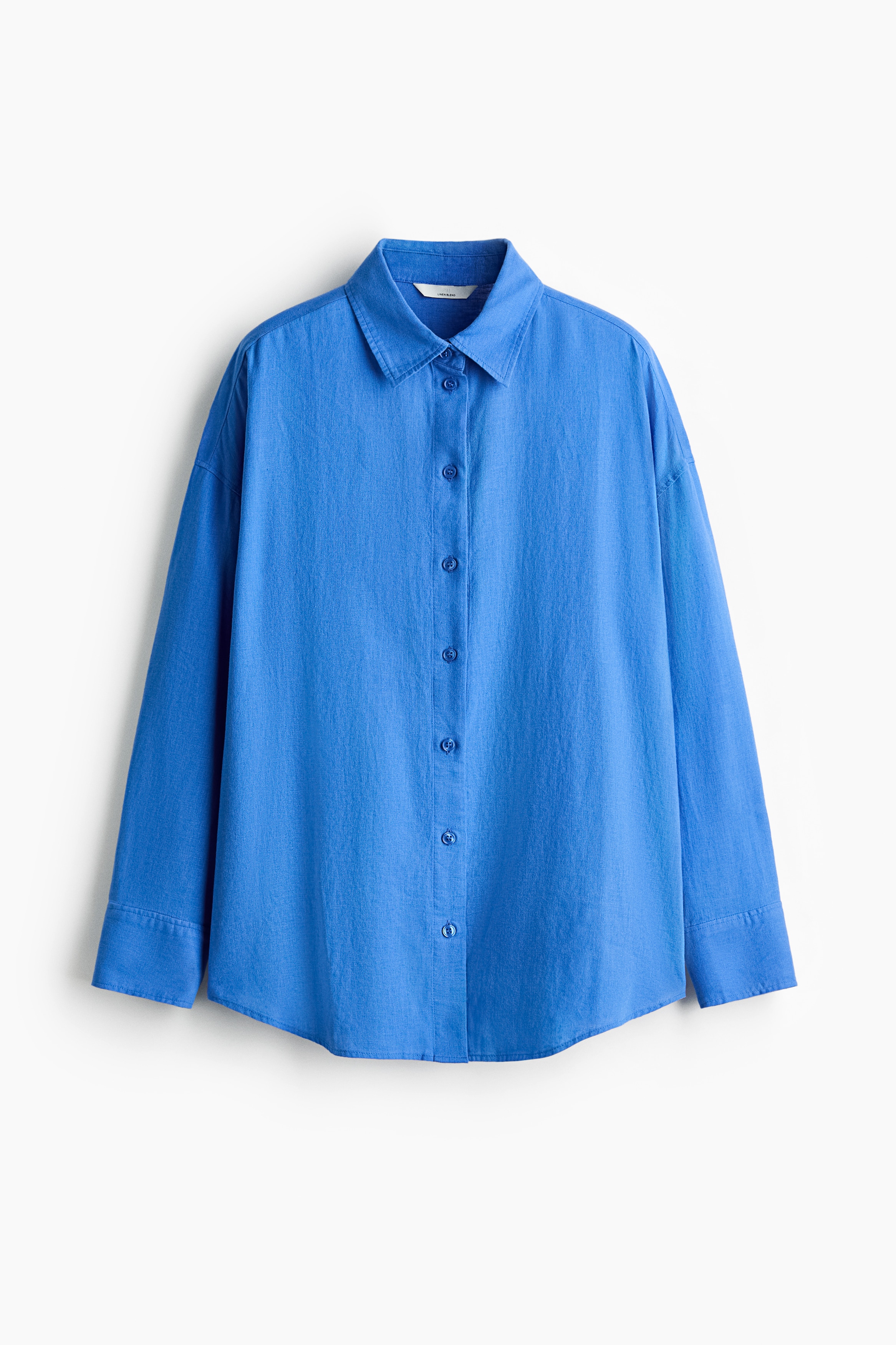 Oversized linen-blend shirt - Blue/Blue/Striped