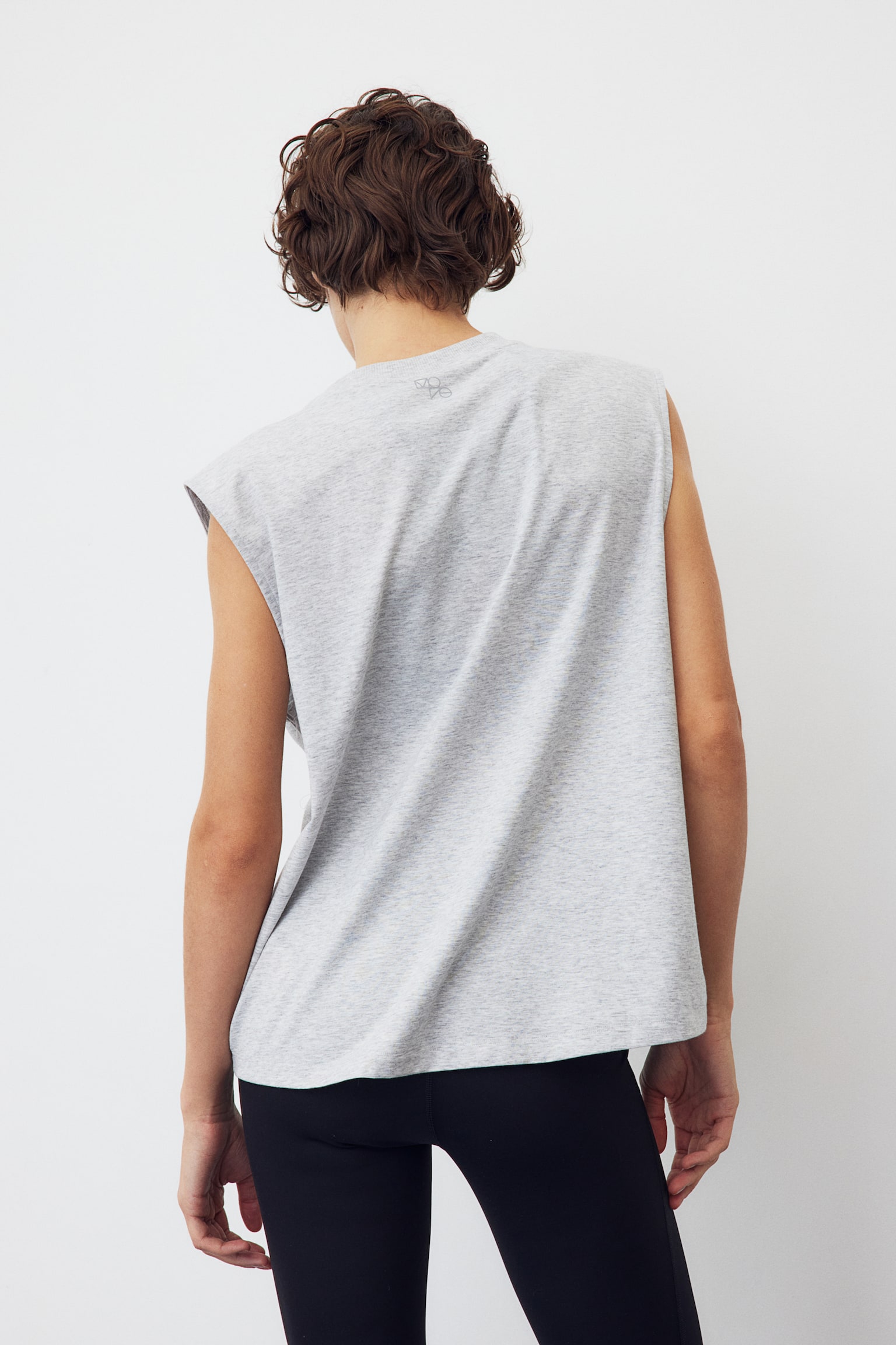 Activewear Tank In DryMove™ - Light grey marle/Black/Pale yellow - 4