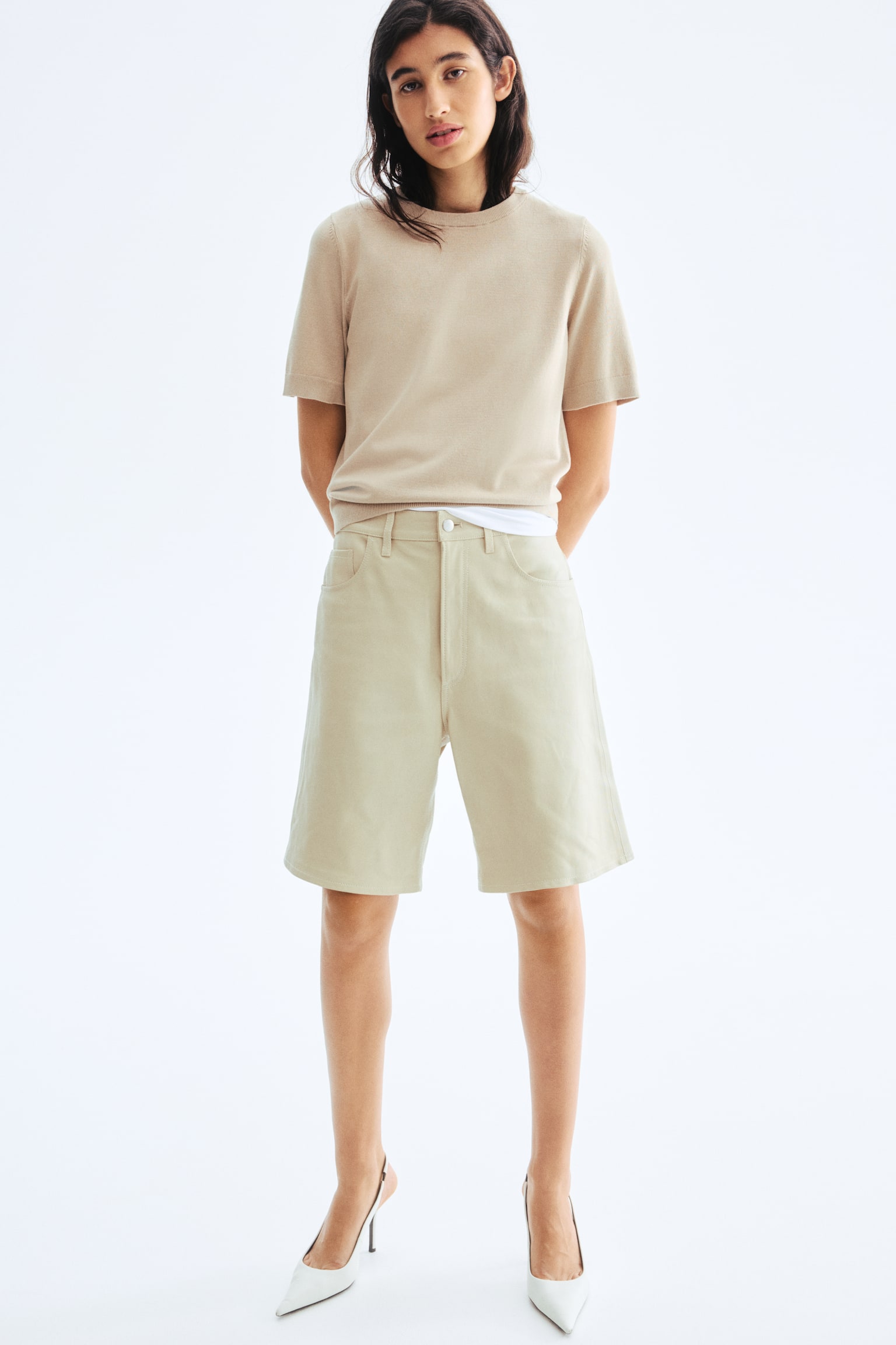 Top en tejido fino - Beige - 4