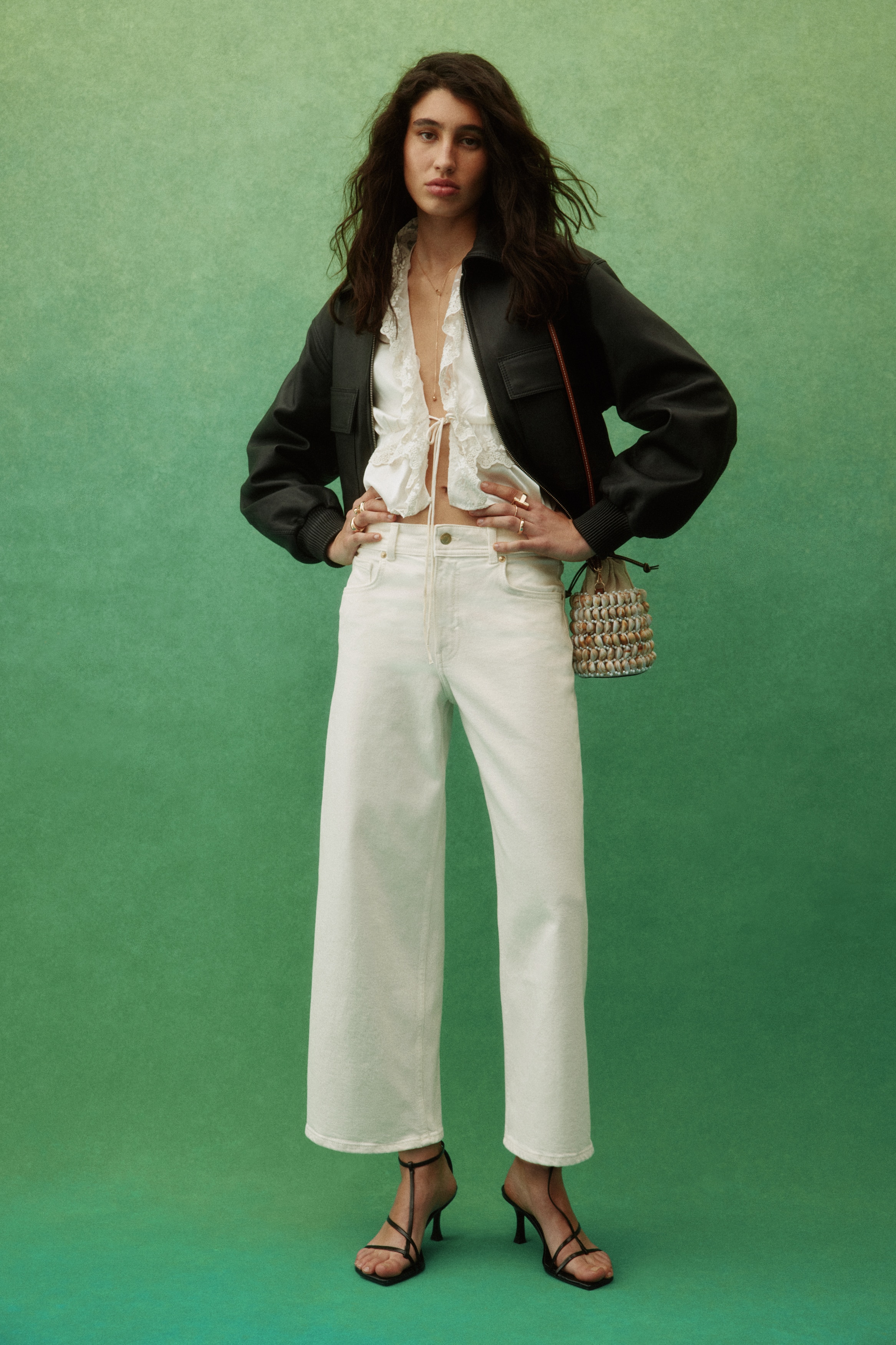 Wide High Waist Ankle Jeans - Bela/Teksas plava/Tamna teksas plava/Svetla teksas plava/Bež