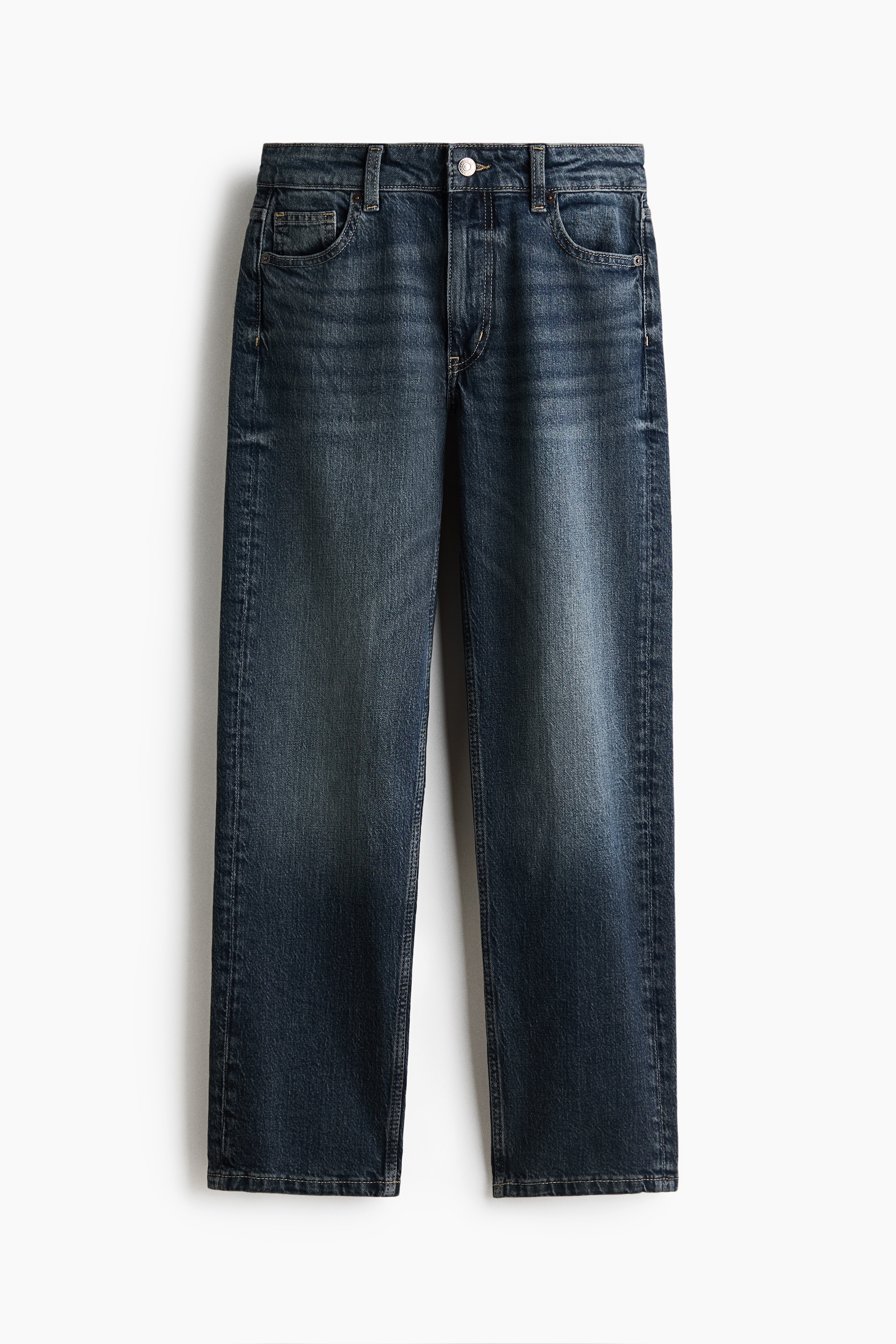 Mom Regular Waist Ankle Jeans - Denimblå/Sort/Mørk denimblå