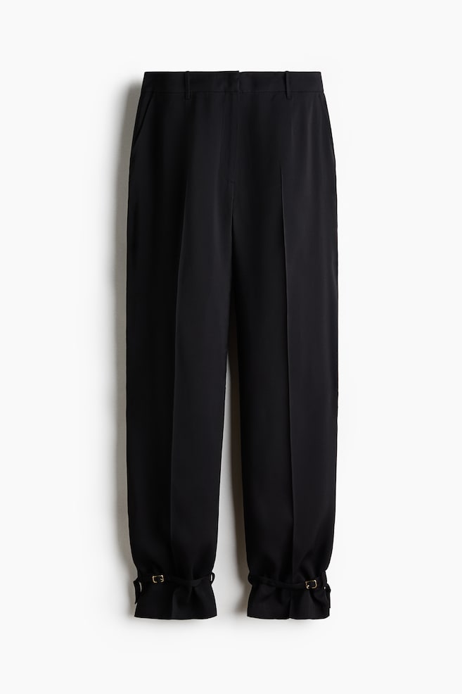 Strap-Detail Pants - Black - 1