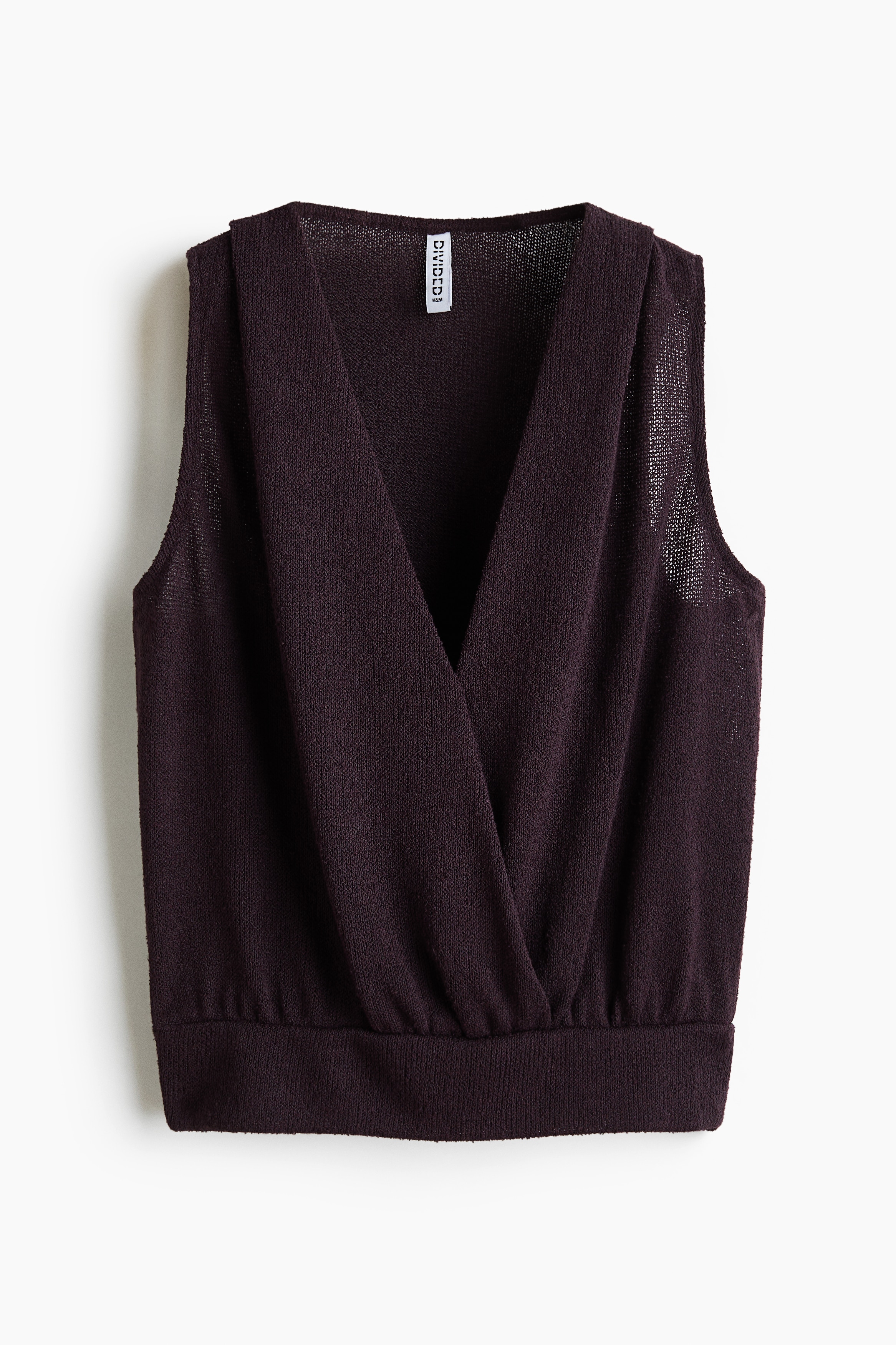 Knitted wrap top - Dark purple/Beige/Cream