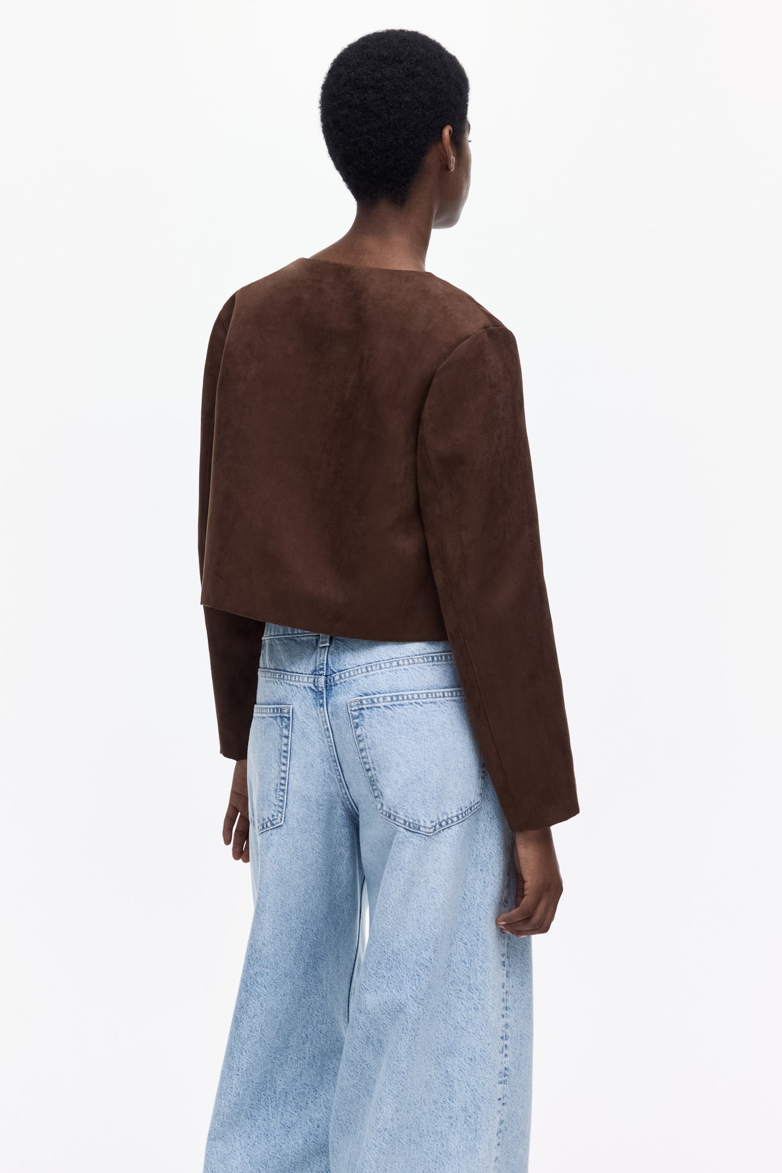 Saco con borde ondulado - Café oscuro - 4