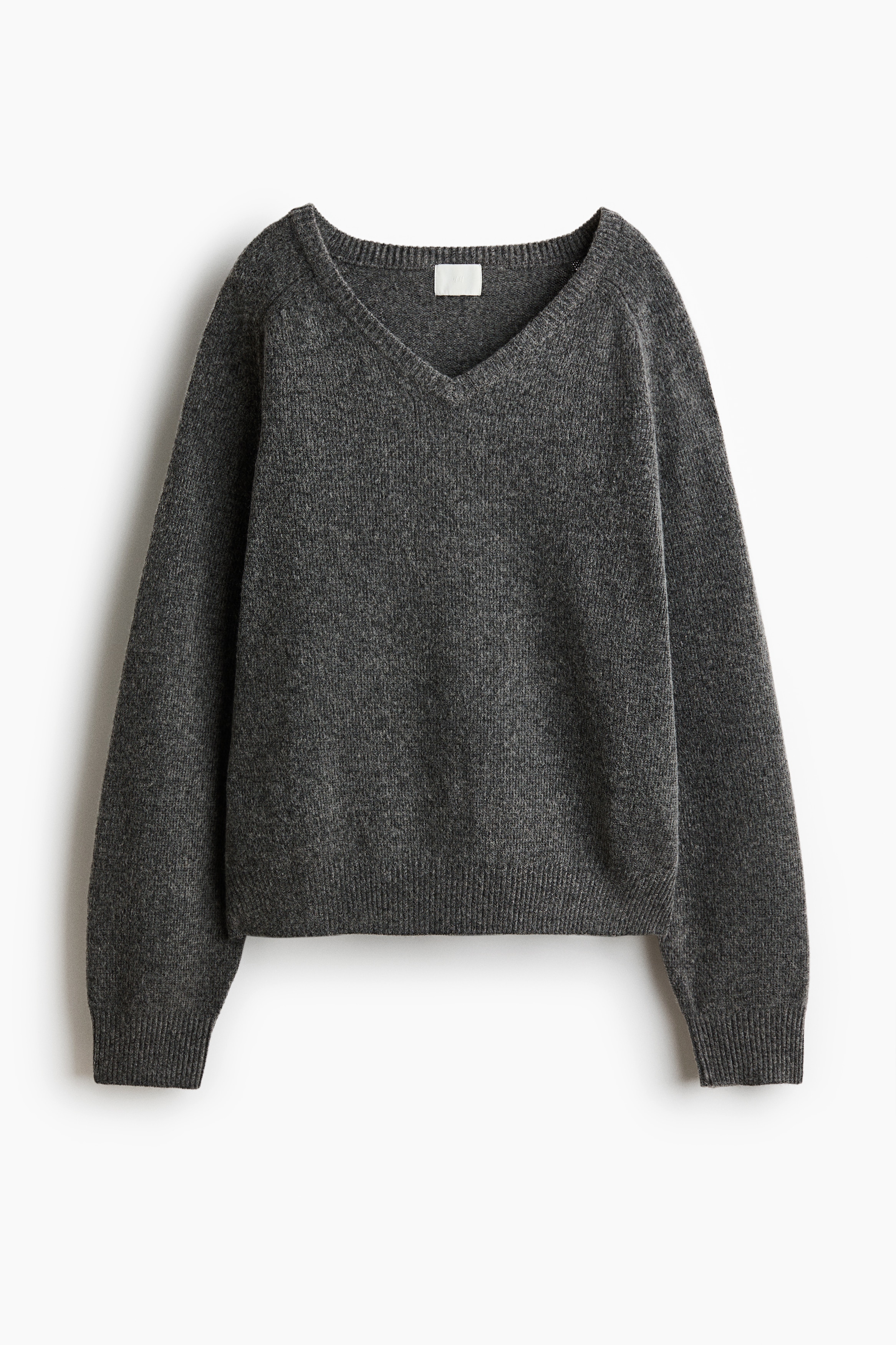 Pullover oversize con scollo a V - Grigio scuro/Blu navy