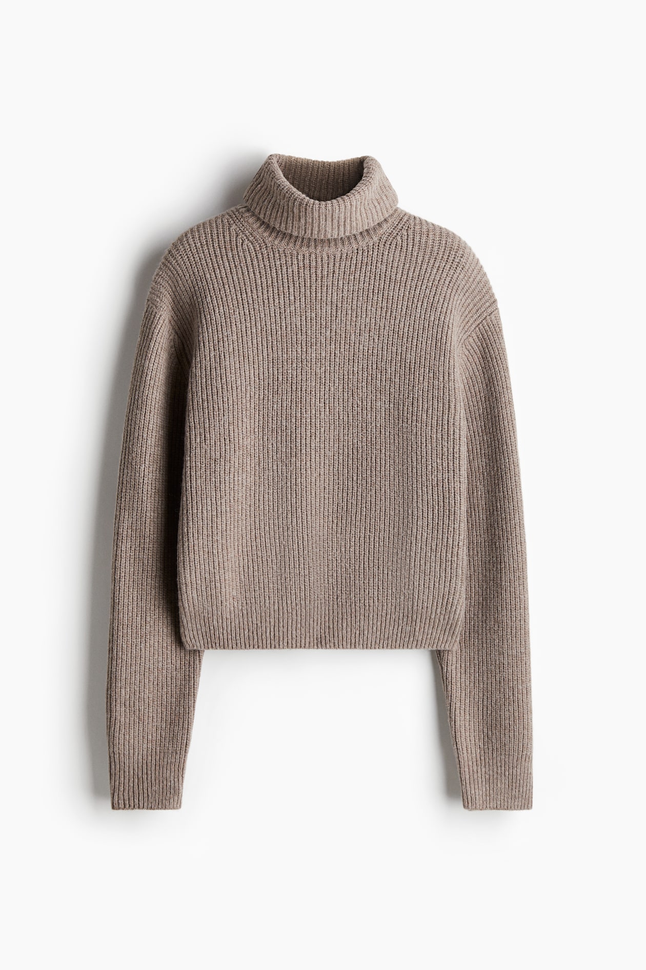 Rib-knit polo-neck jumper - Greige - Ladies | H&M GB