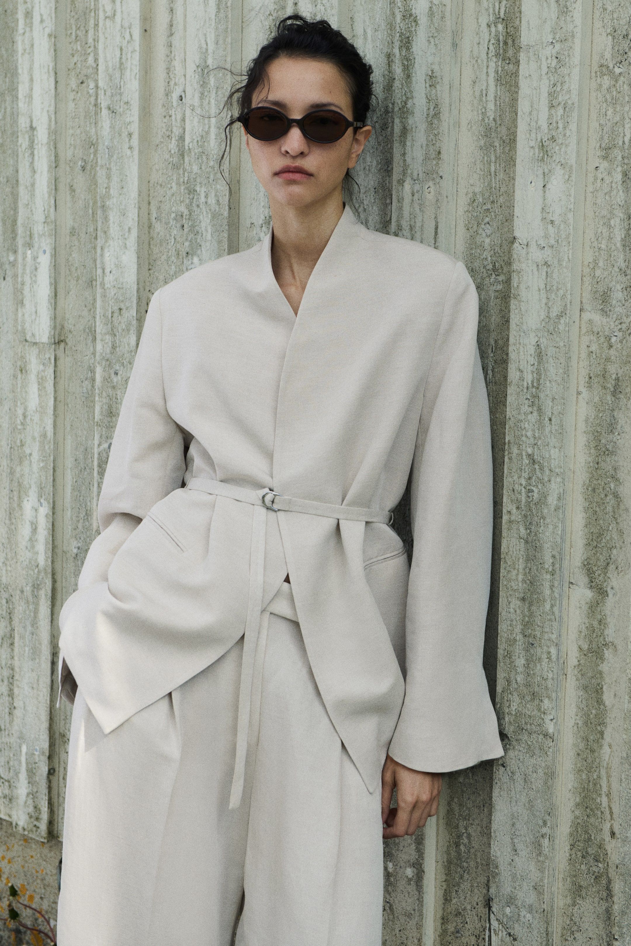 Linen-Blend Dress Pants
