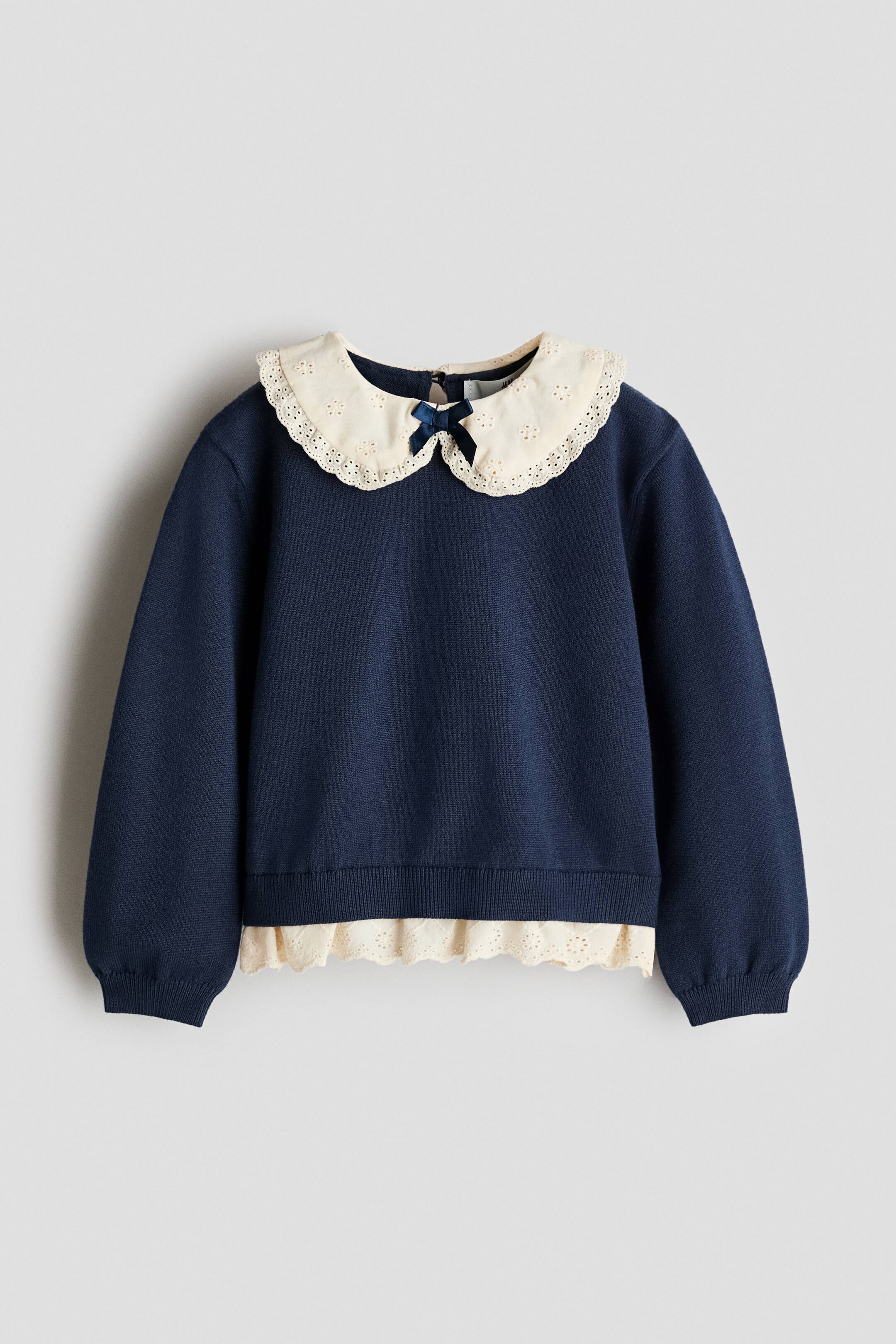 View larger image: Peter Pan-collared jumper - Navy blue - Kids | H&M 1