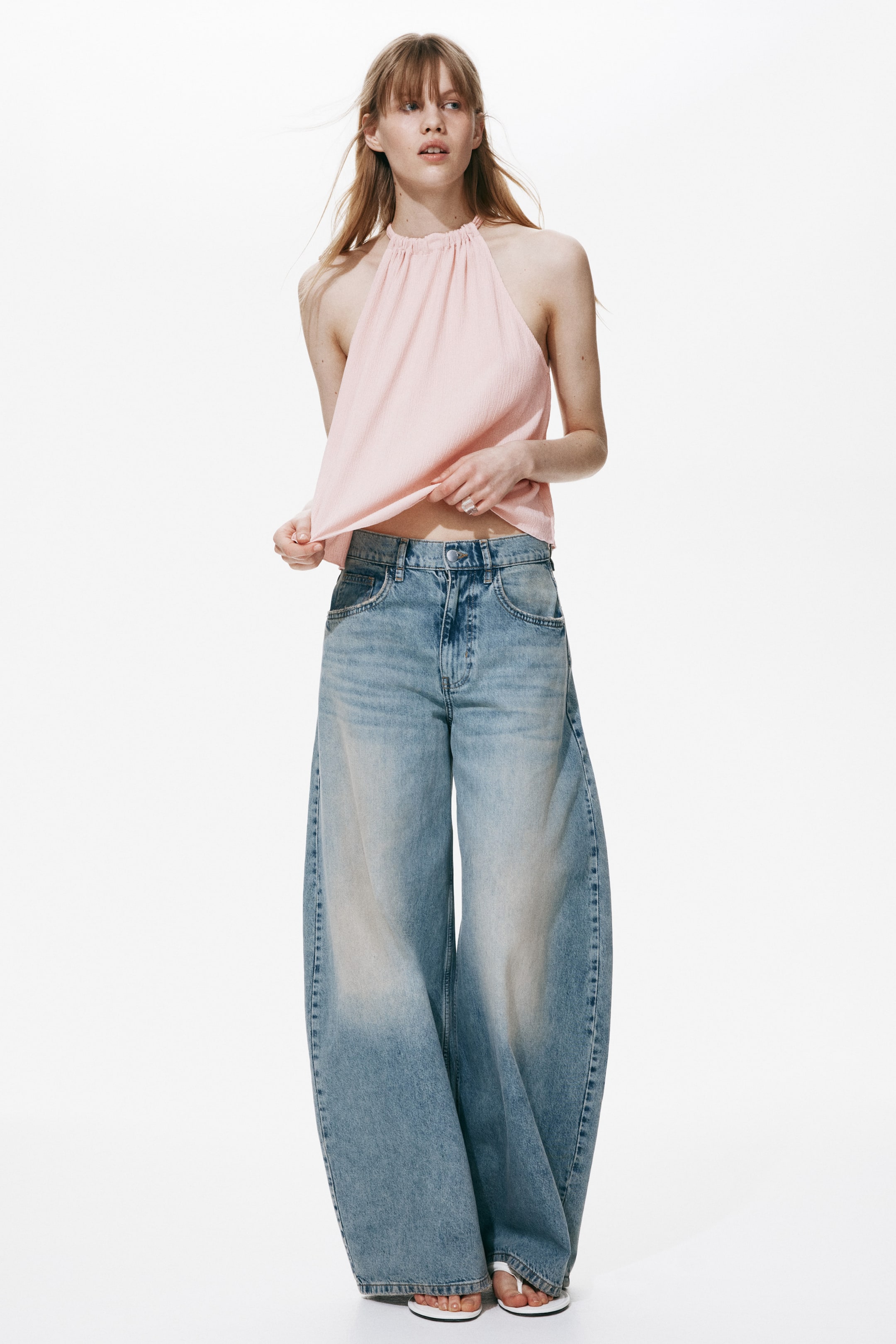 Crinkled Drawstring Top