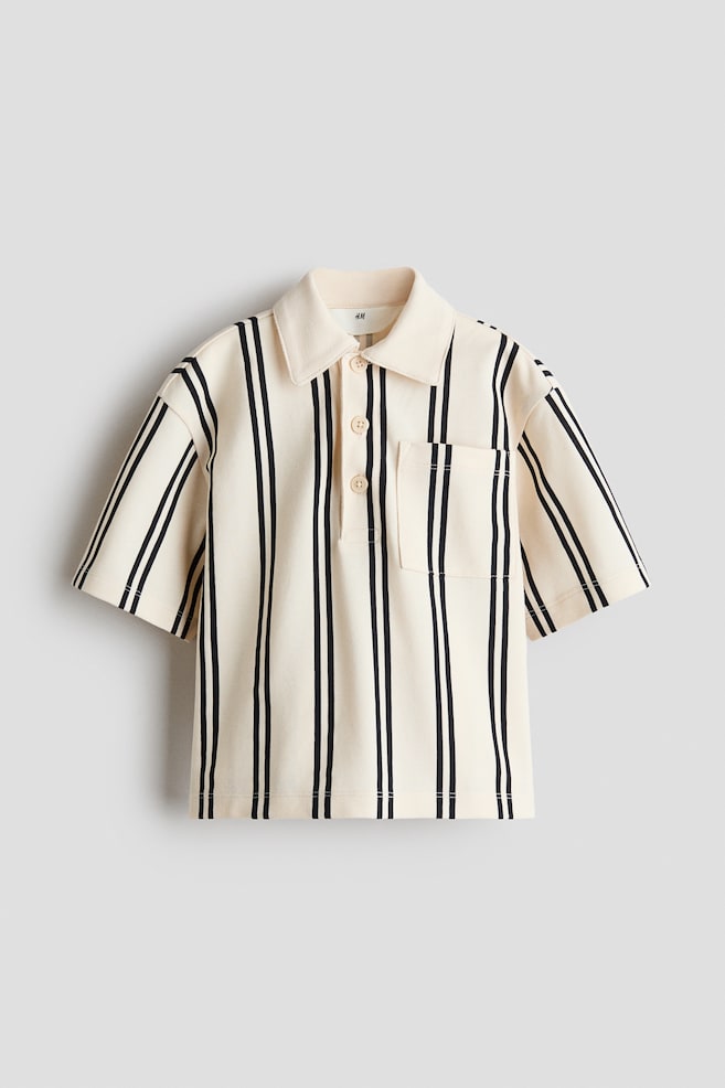 Cotton piqué polo shirt - Cream/Striped/Navy blue/Striped/Dark red/Striped - 1