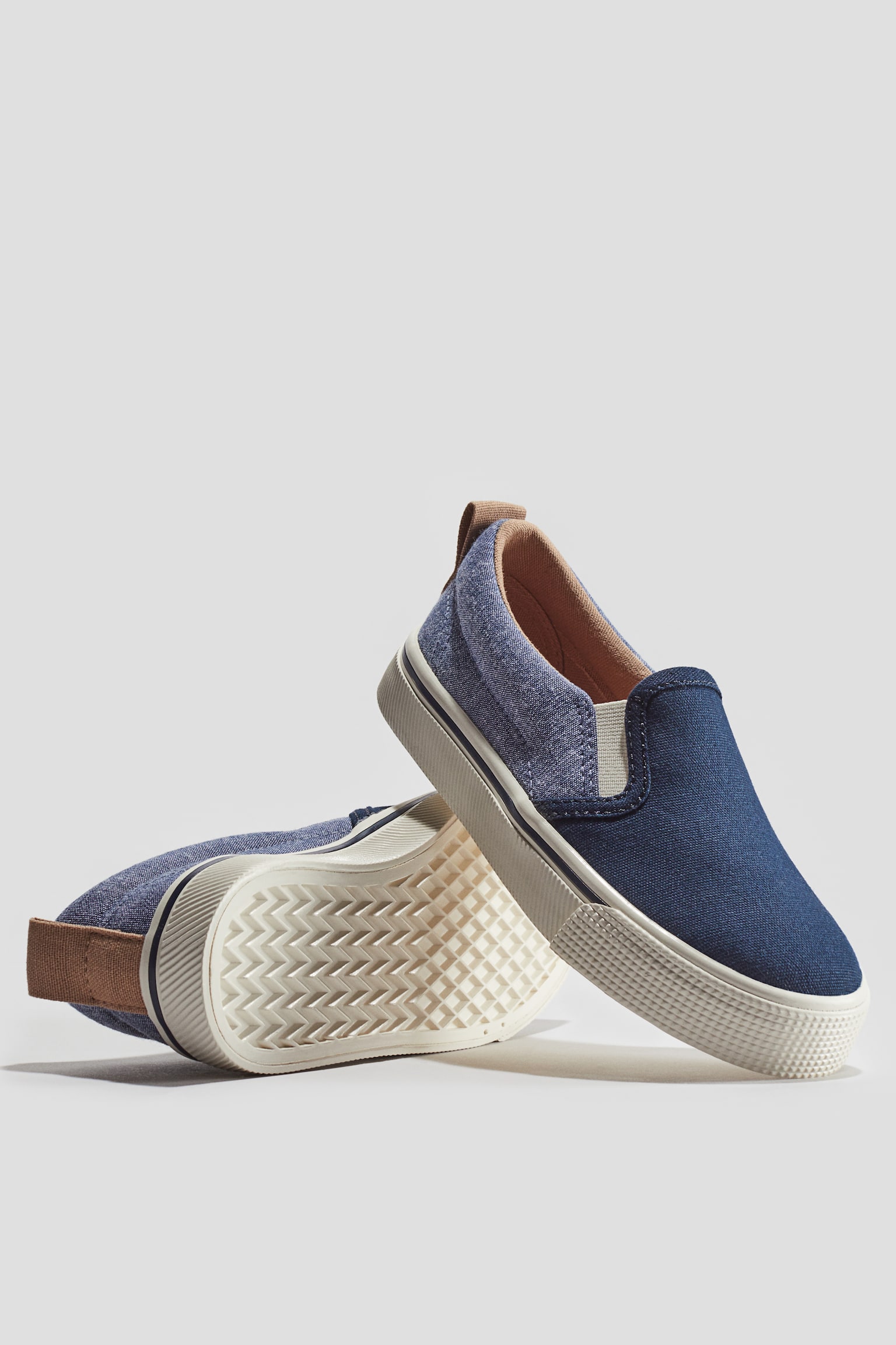 Cotton Canvas Slip On Sneakers - Navy blue - 3