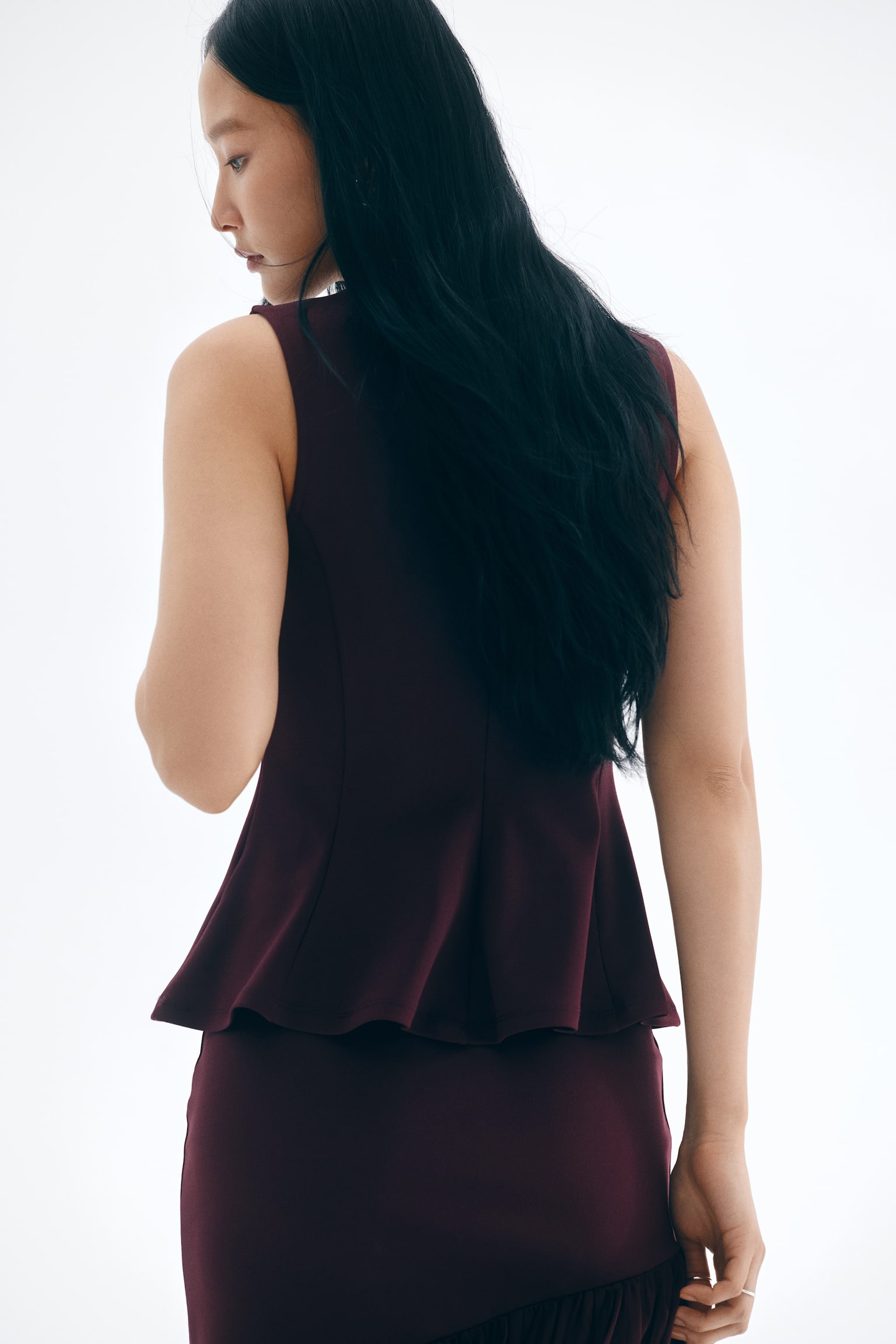 Peplumlu İnterlok Üst - Bordo/Koyu yeşil - 3