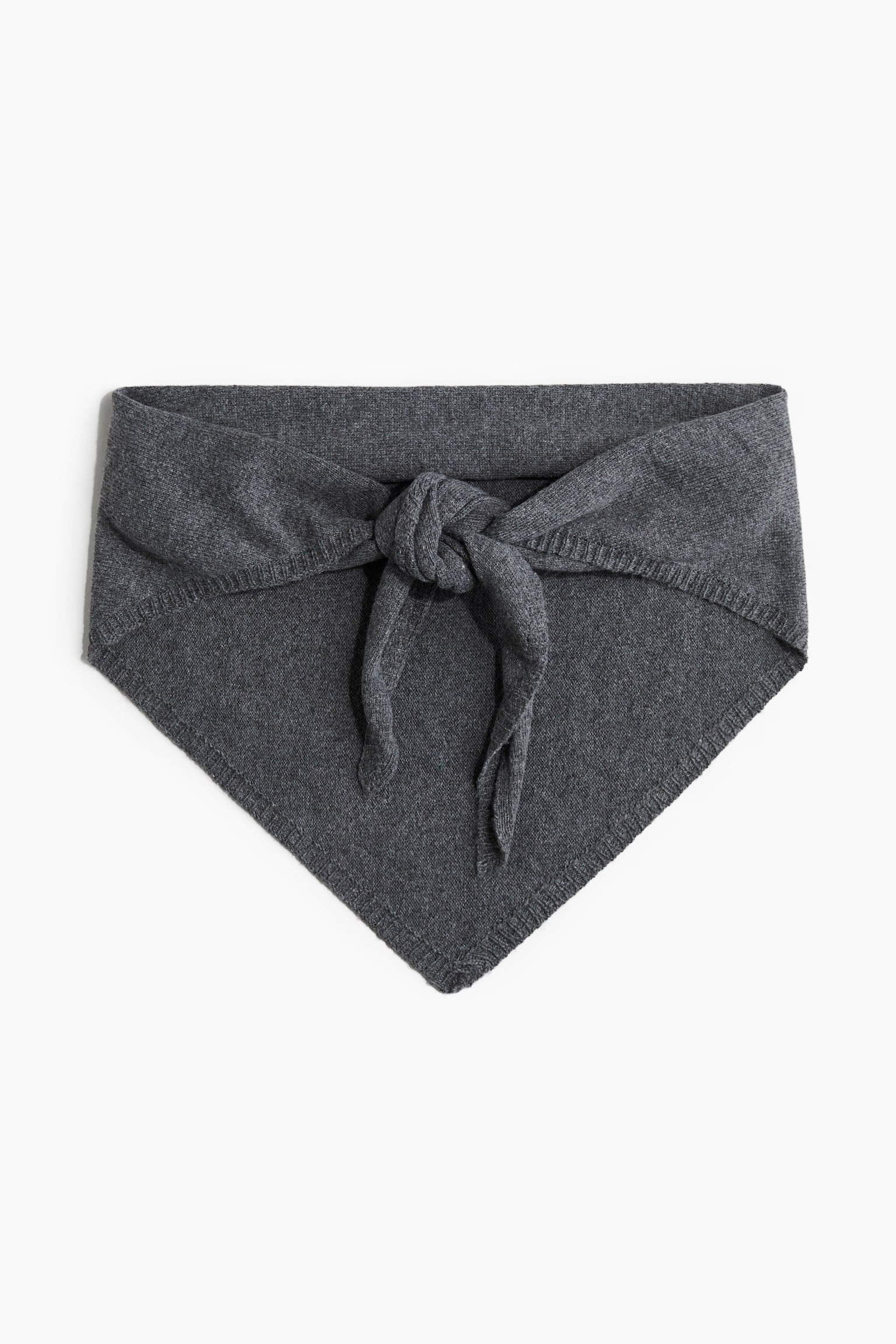 Fine-knit triangular scarf - Dark grey - 1