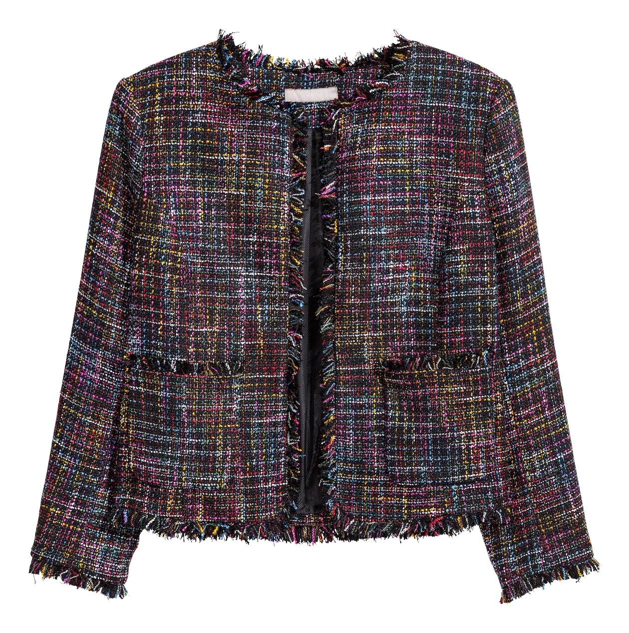 H&M+ Textured jacket - Black/Checked - Ladies | H&M GB