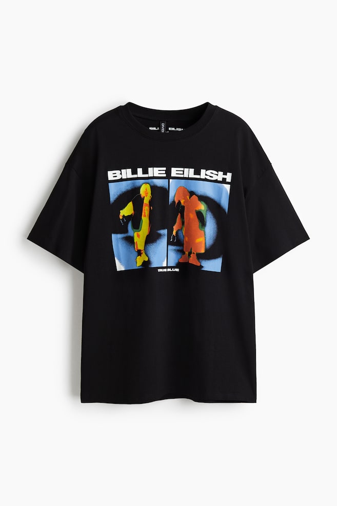 Playera oversized con diseño - Negro/Billie Eilish/Beige claro/Billie Eilish - 1
