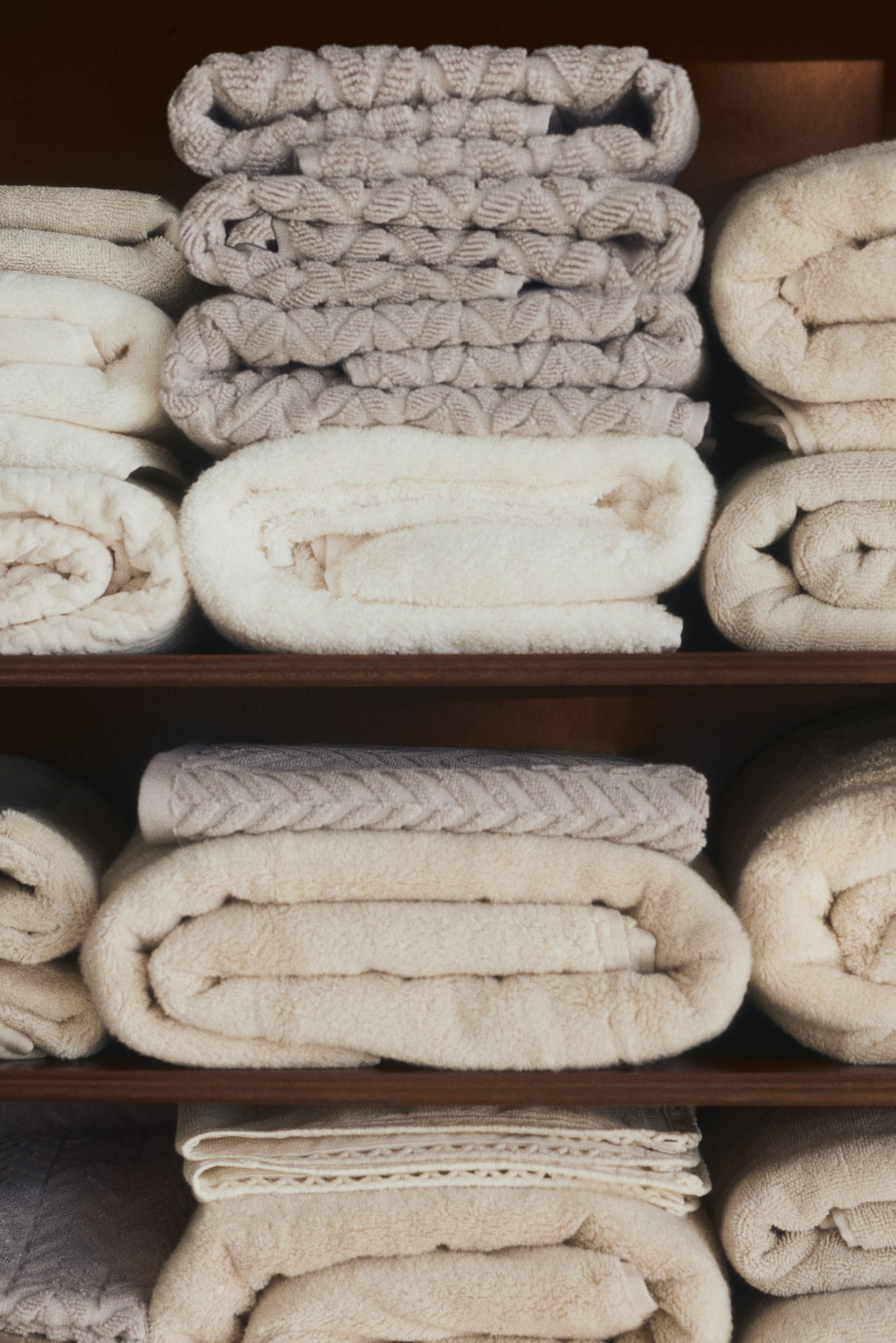 Drap de bain texturé - Grège clair/Bleu ancien/Crème/Taupe - 1