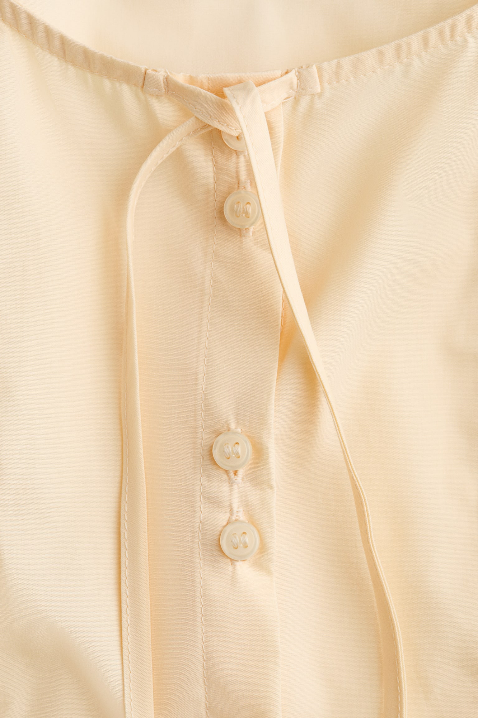 Puff-sleeved poplin blouse - Light yellow - 2