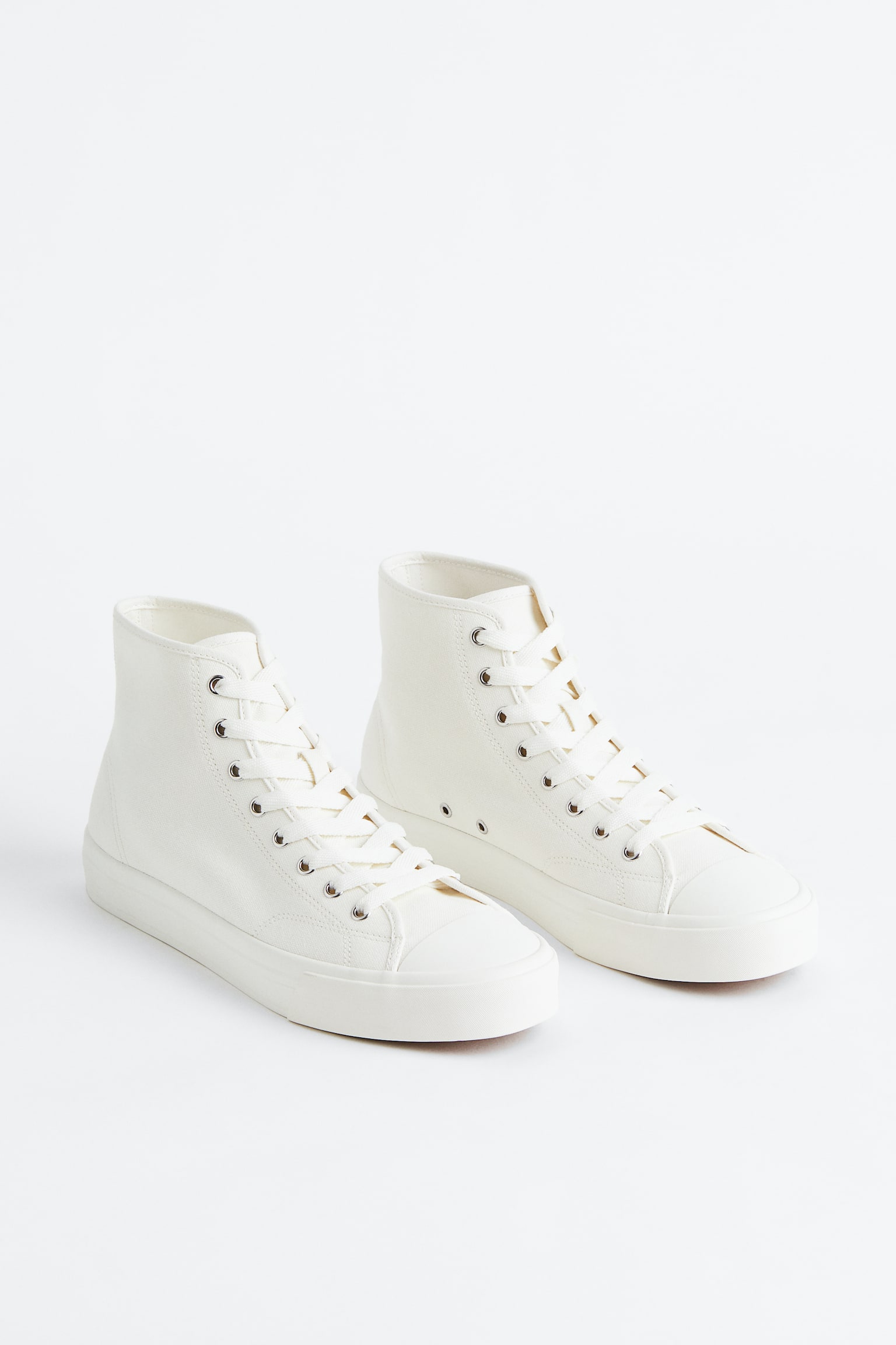 Canvas Hi Top Sneakers - White/Black - 3