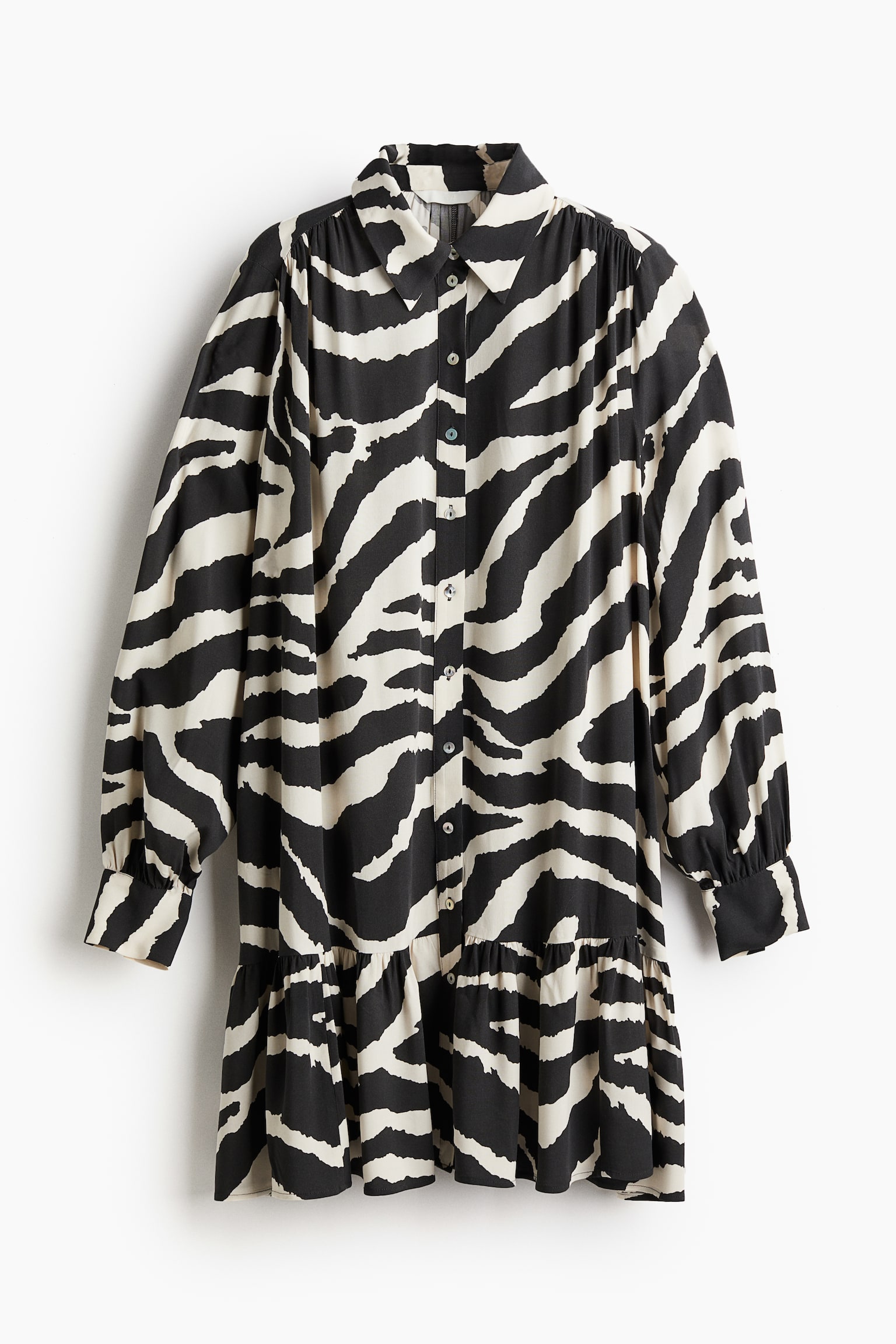 Oversized Shirt Dress - Dark grey/Zebra print/White/Floral/Black/Paisley pattern - 2