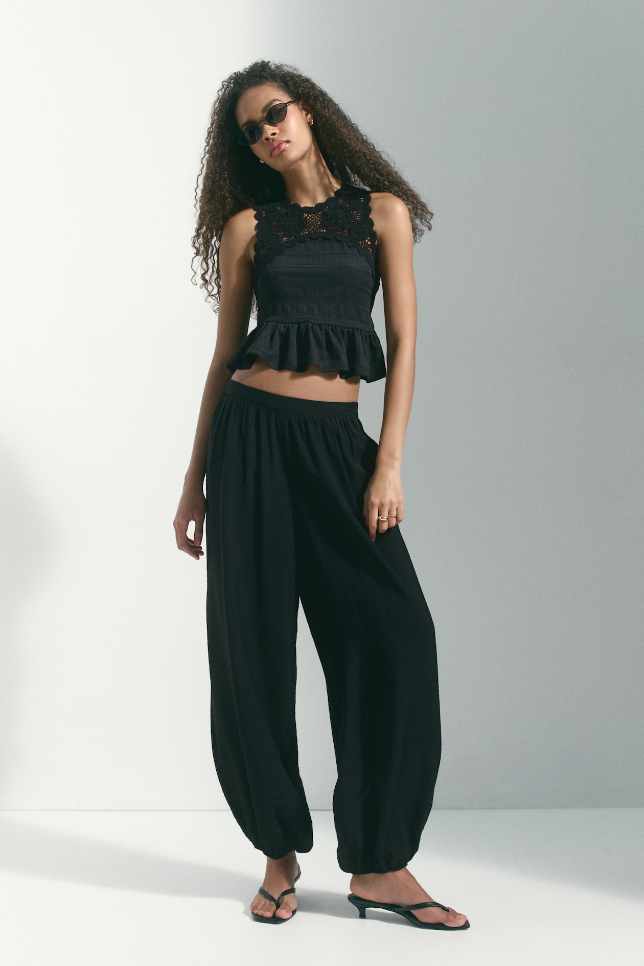 Textured Top with Crochet-Look Section - image 2