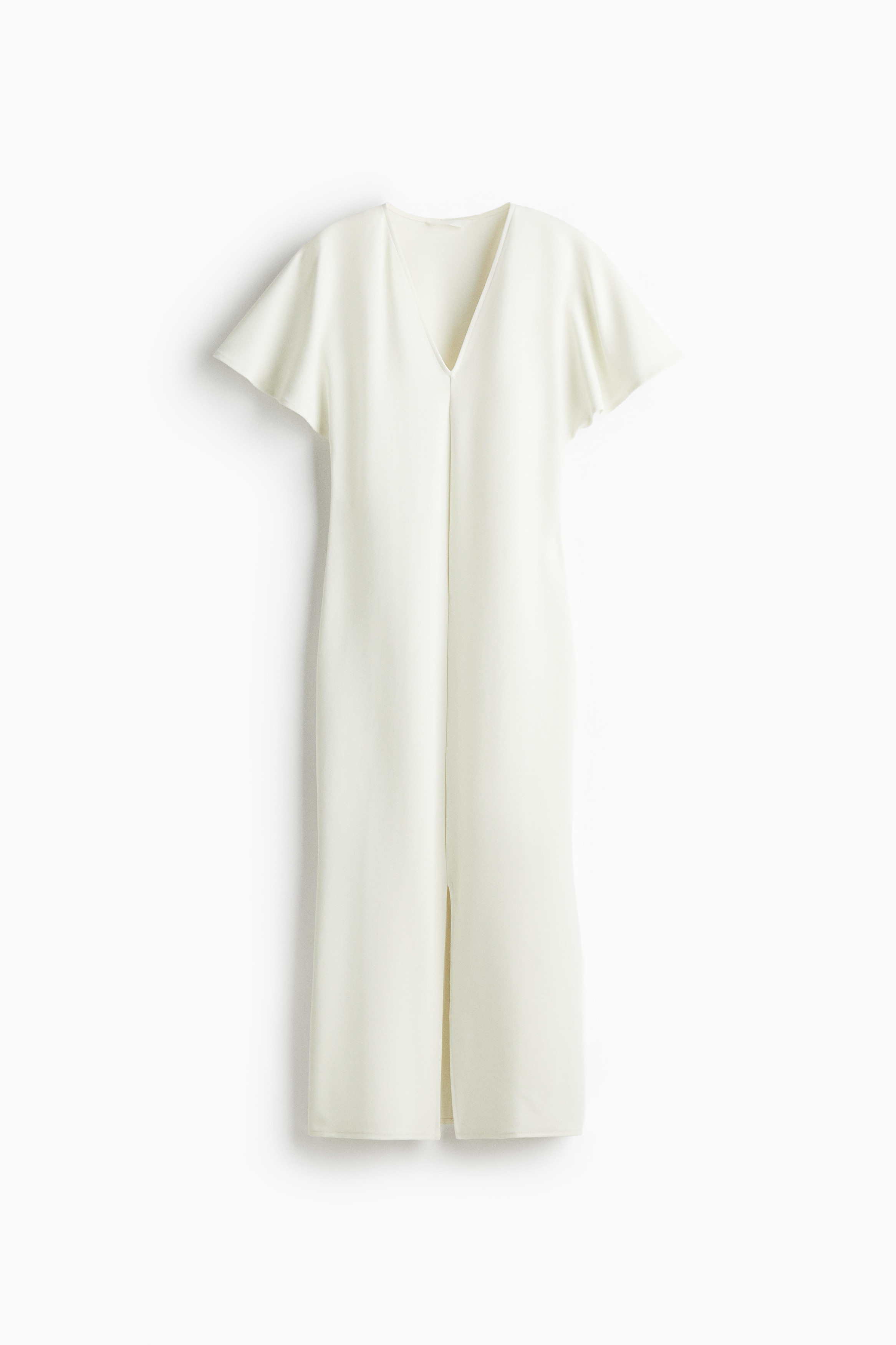 V Yakalı İnterlok Elbise - Beyaz/Zeytin yeşili/Bordo