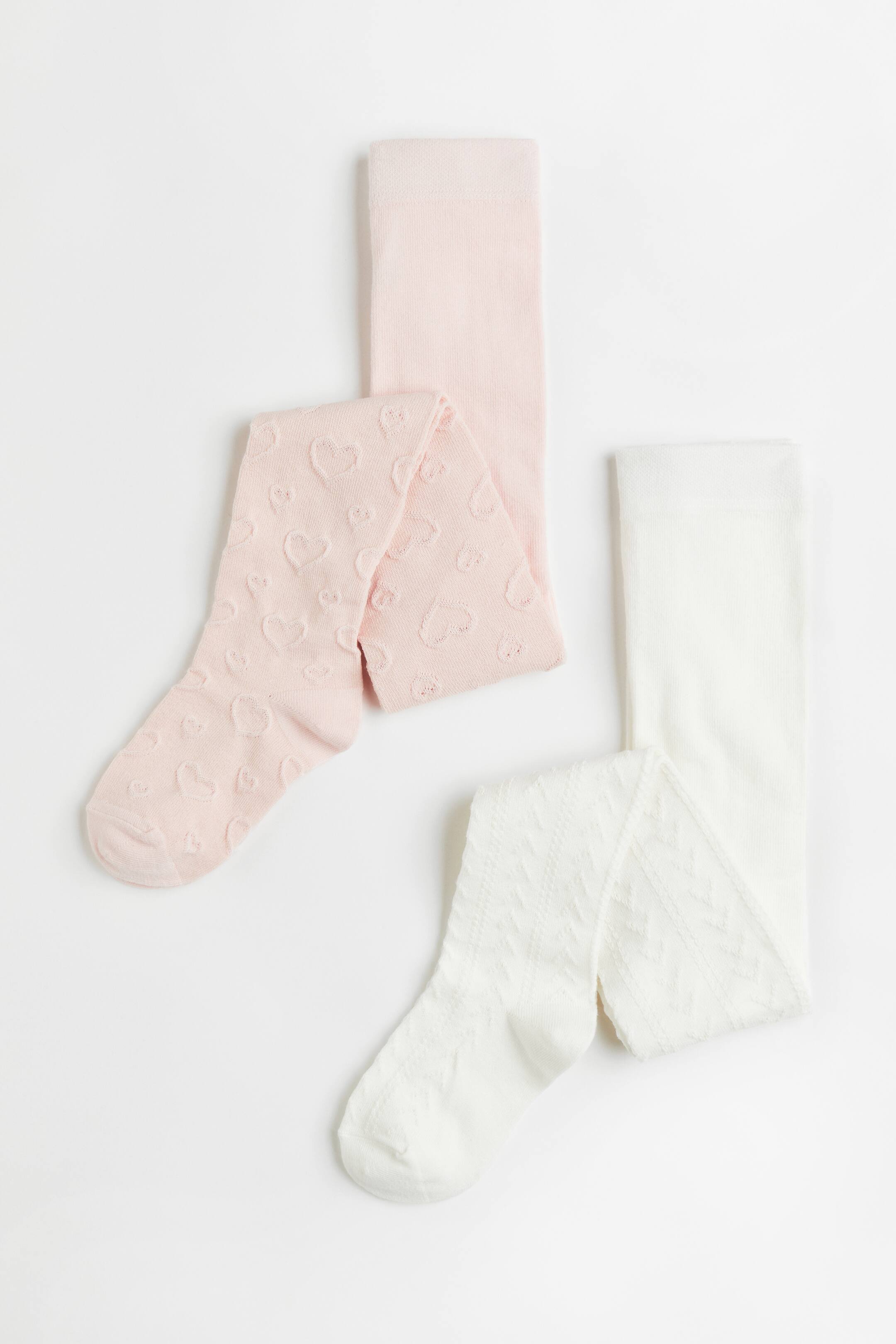 Xem ảnh lớn hơn: Bộ 2 quần tất dệt góc nhọn - Màu hồng nhạt/Trái tim - Kids | H&M VN 1