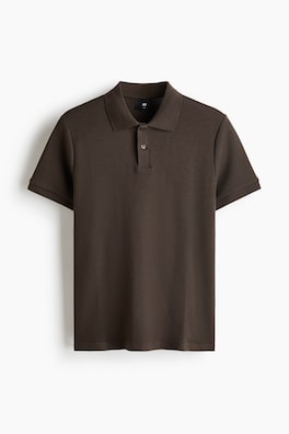 Våffelstickad pikétröja Slim Fit