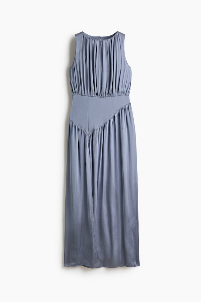 Robe froncée en satin - Bleu/Beige clair - 1