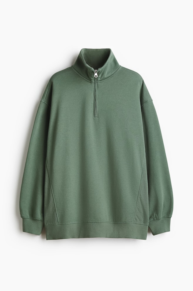 Half-Zip Sweatshirt - Dusty emerald green - 1