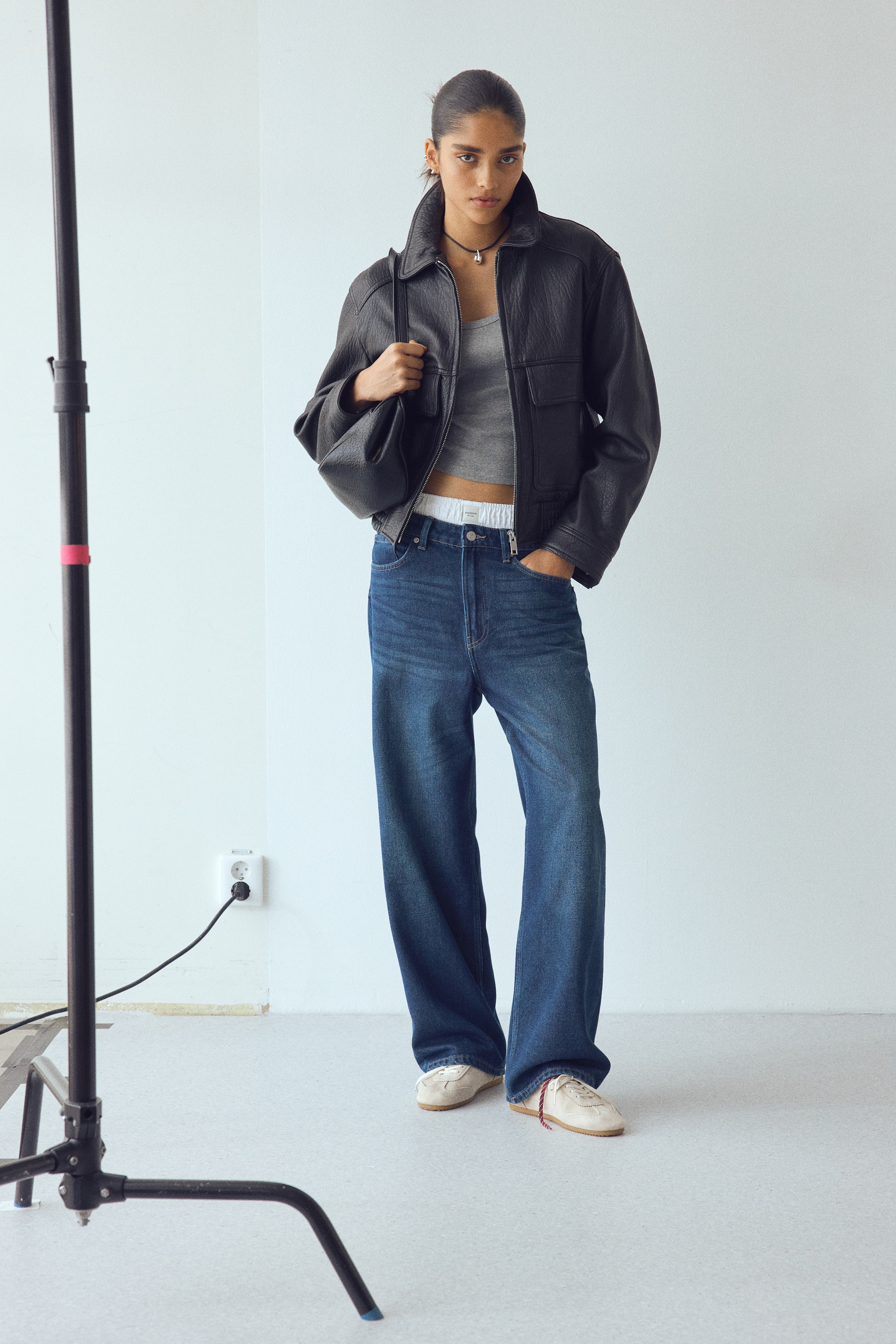 Flared Low Waist Jeans - Dark denim blue/Dark denim blue