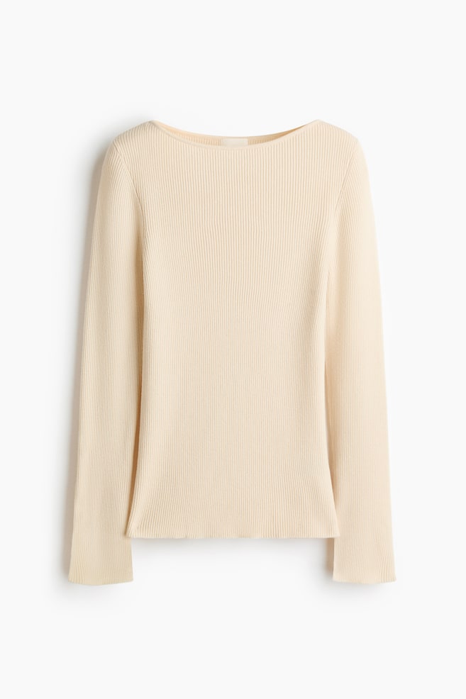 Rib-Knit Top - Light beige/Gray melange/Light pink - 1