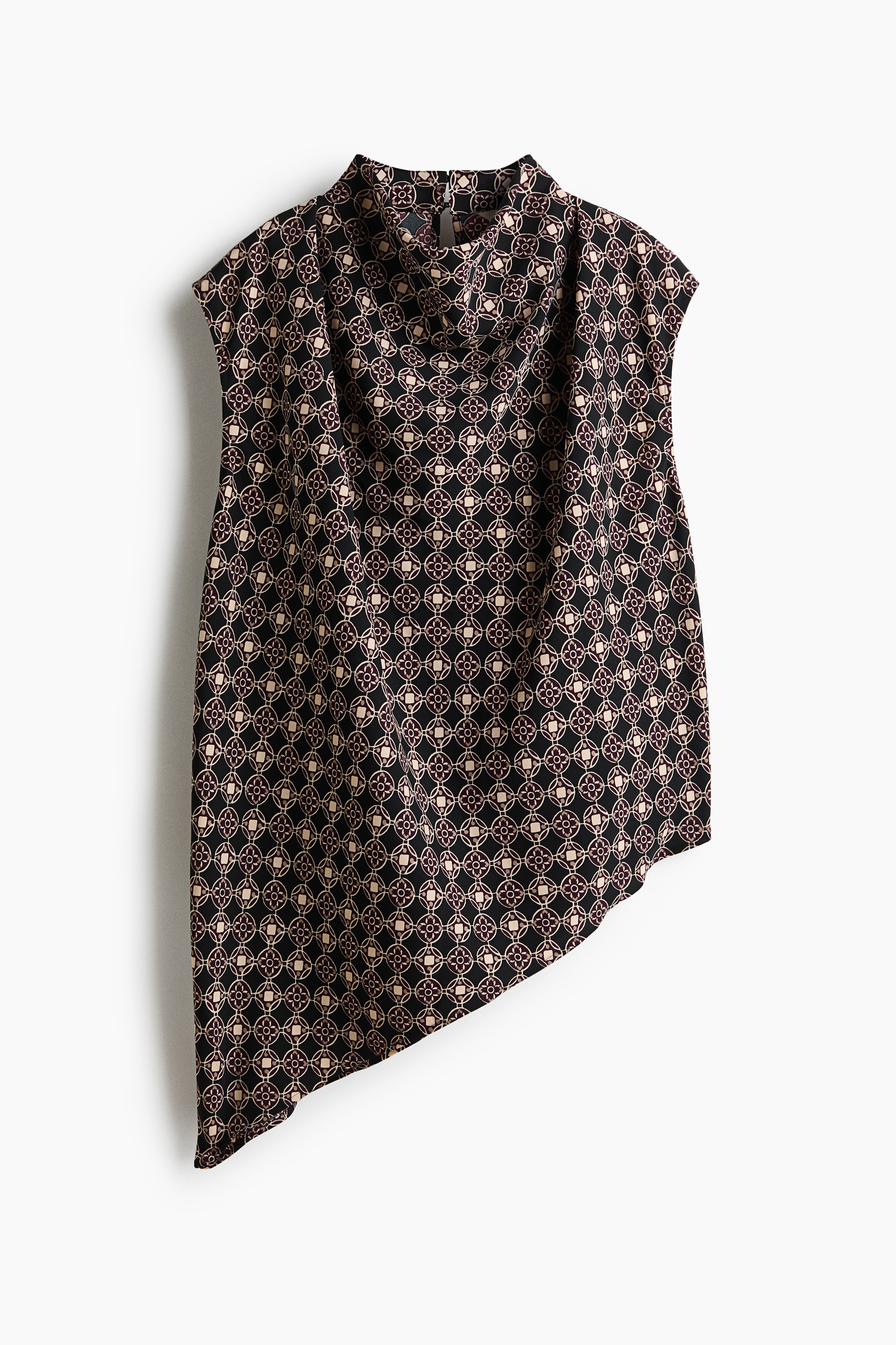 Asymmetric top - Black/Patterned/Brown/Cream