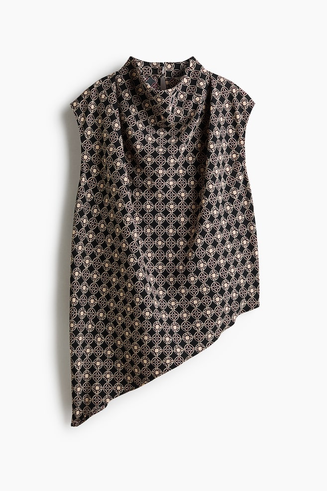 Asymmetric Top - Black/patterned/Brown/Cream/Beige/leopard print - 1