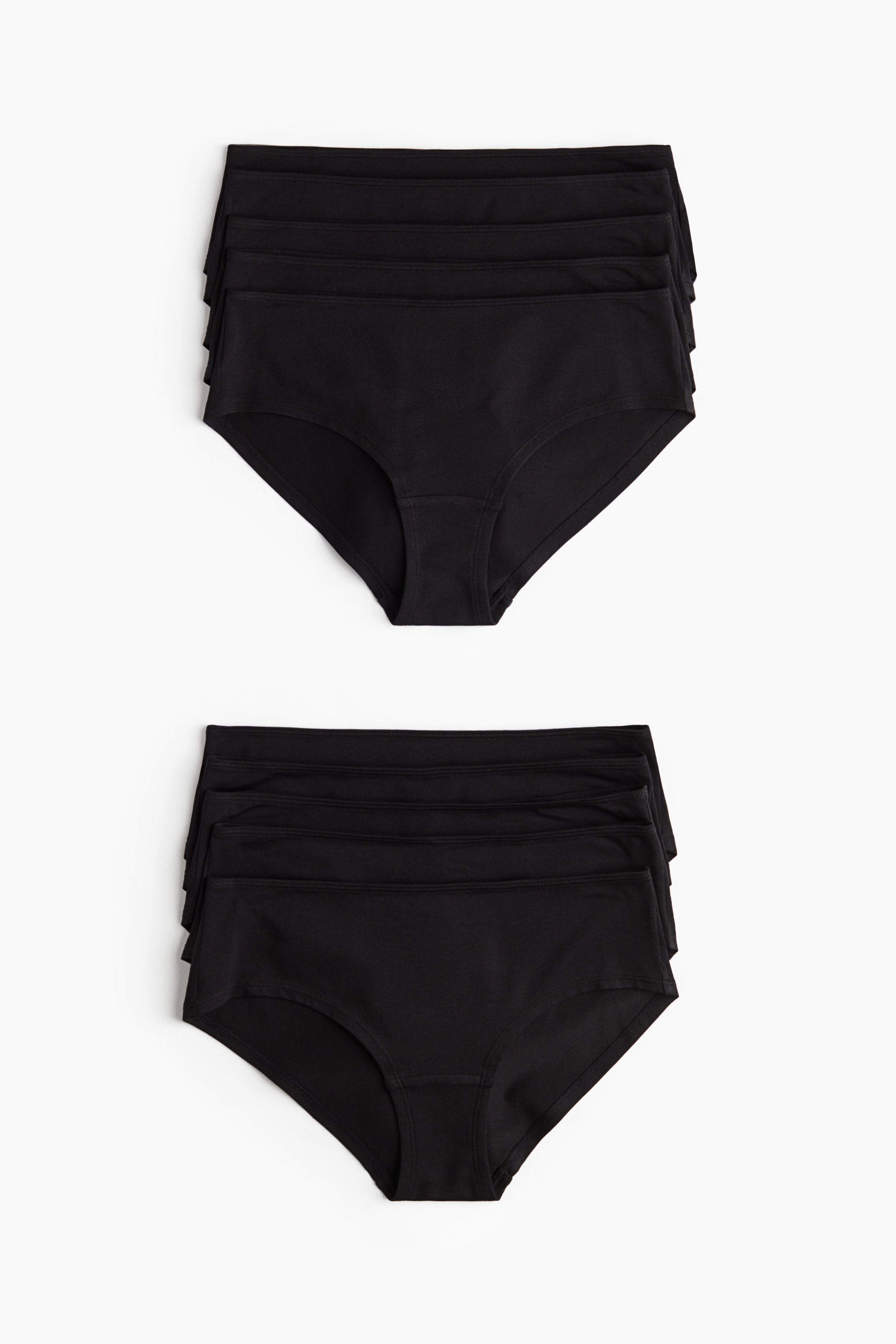 Dam - Svart 10-pack trosa hipster i bomull - Size: XS  - H&M