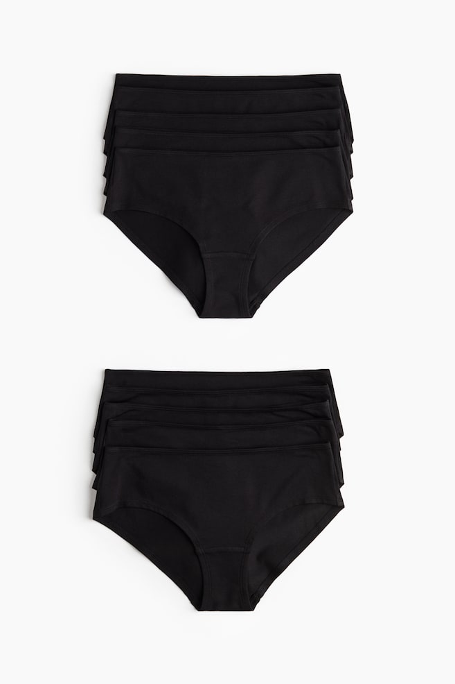 10-Pack Cotton Hipster Briefs - Black/Dusty blue/light gray melange - 1