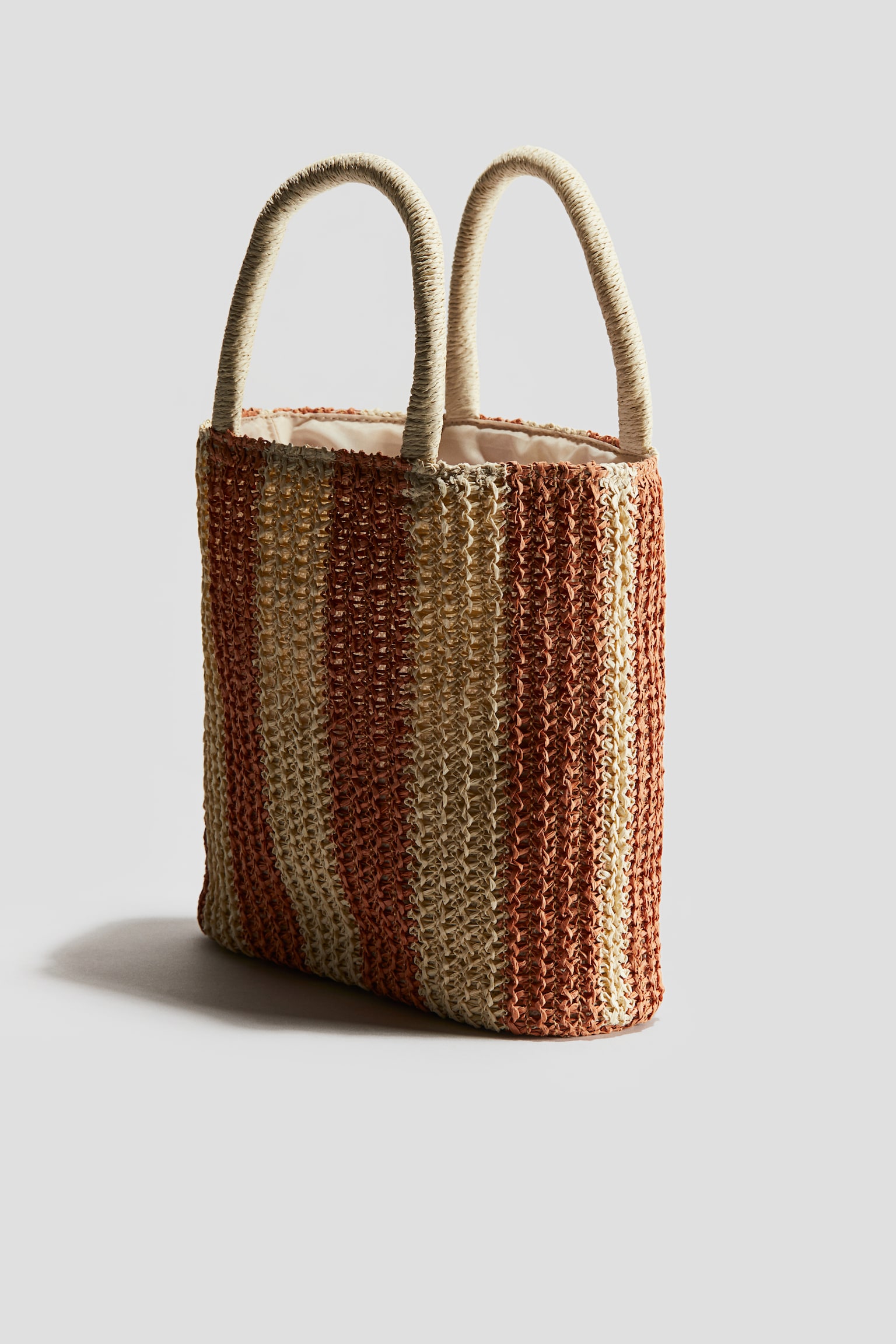 Straw shopper - Light beige/Striped - 5