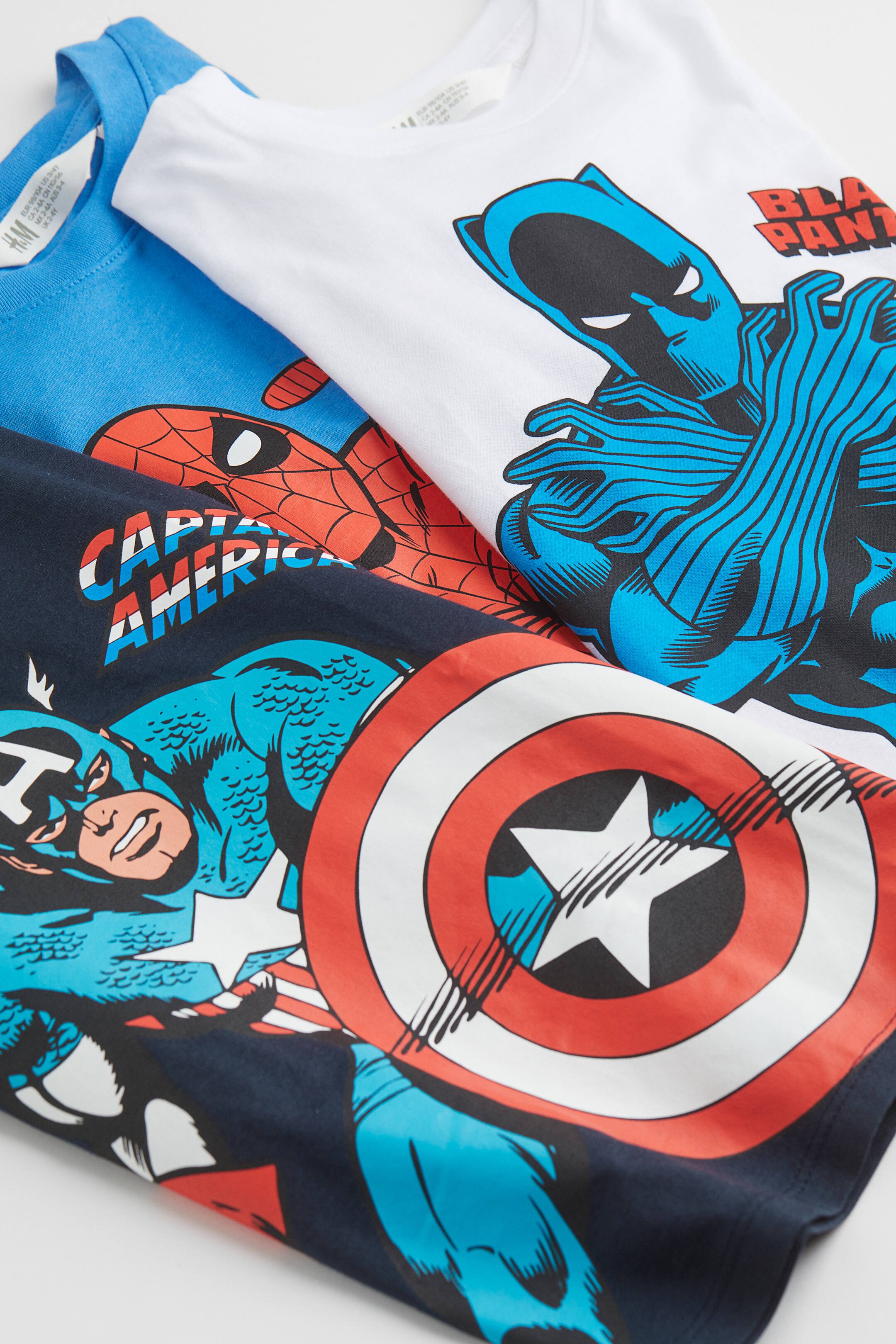 Größeres Bild anzeigen: 3er-Pack T-Shirts mit Print - Dunkelblau/Marvel Comics - Kids | H&M AT 2
